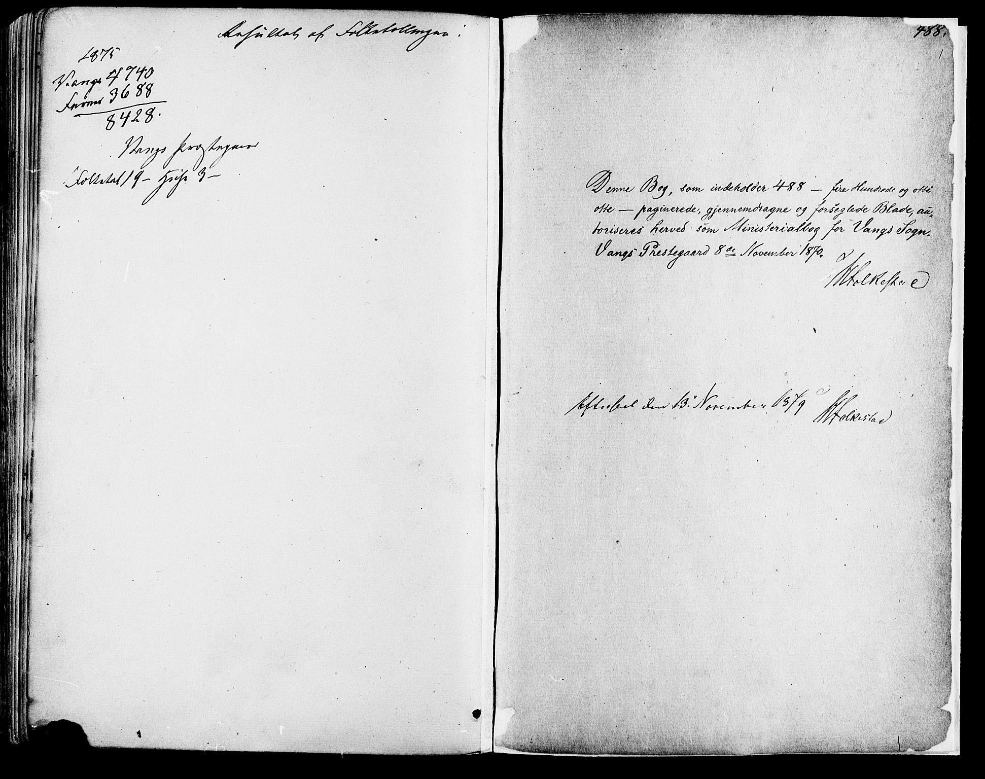 Vang prestekontor, Hedmark, SAH/PREST-008/H/Ha/Haa/L0015: Parish register (official) no. 15, 1871-1885, p. 488
