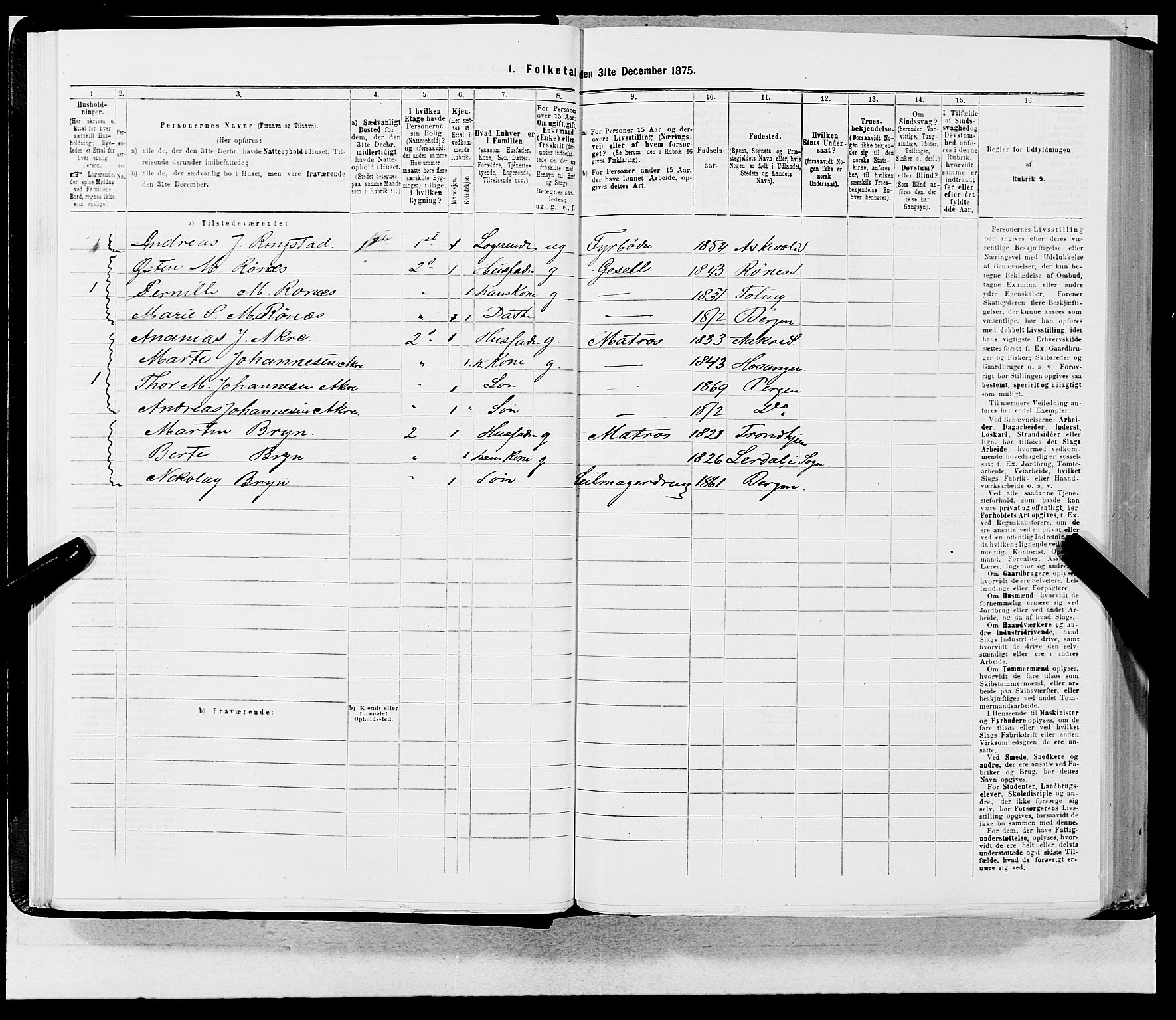 SAB, 1875 census for 1301 Bergen, 1875, p. 62