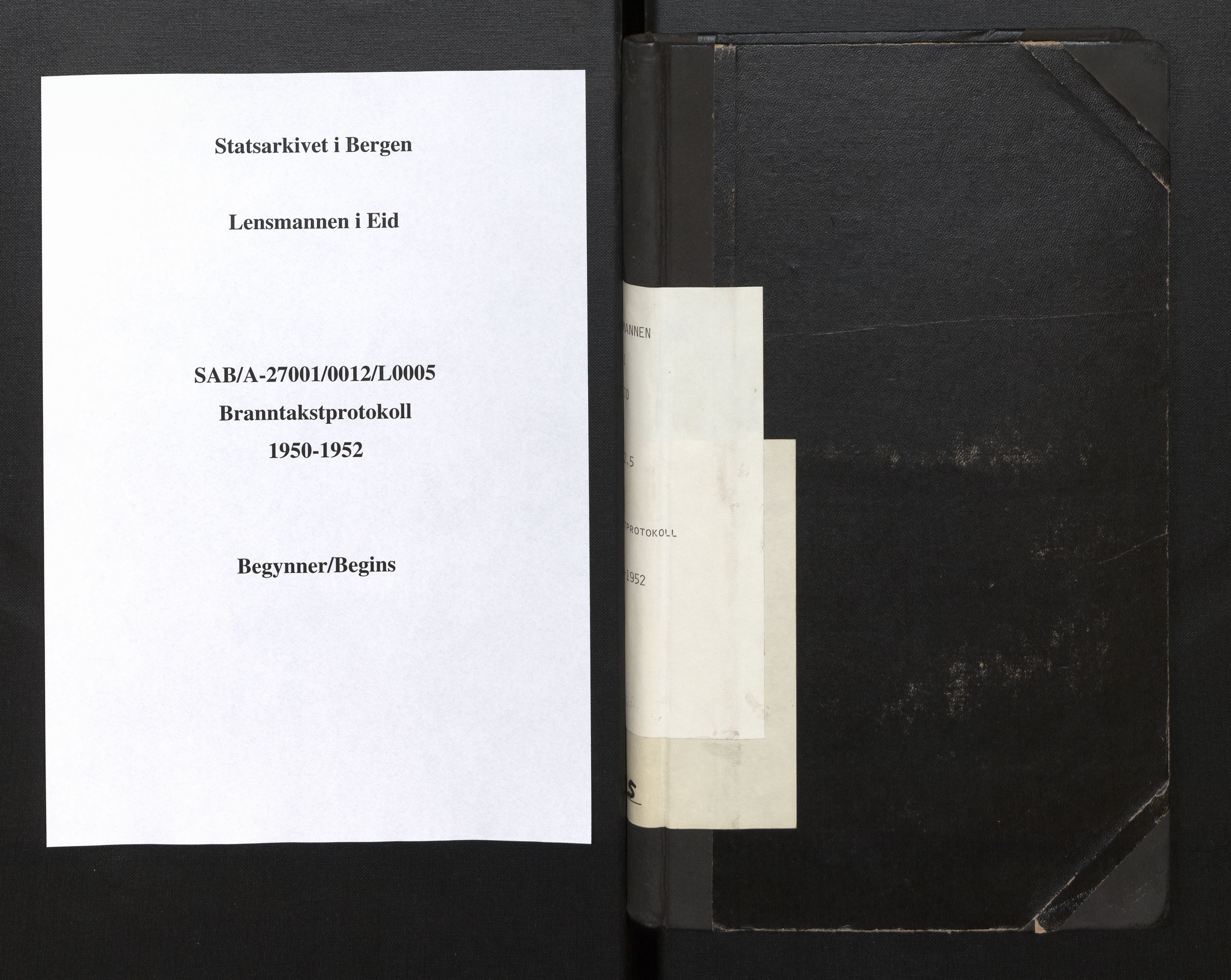 Lensmannen i Eid, SAB/A-27001/0012/L0005: Branntakstprotokoll, 1950-1952