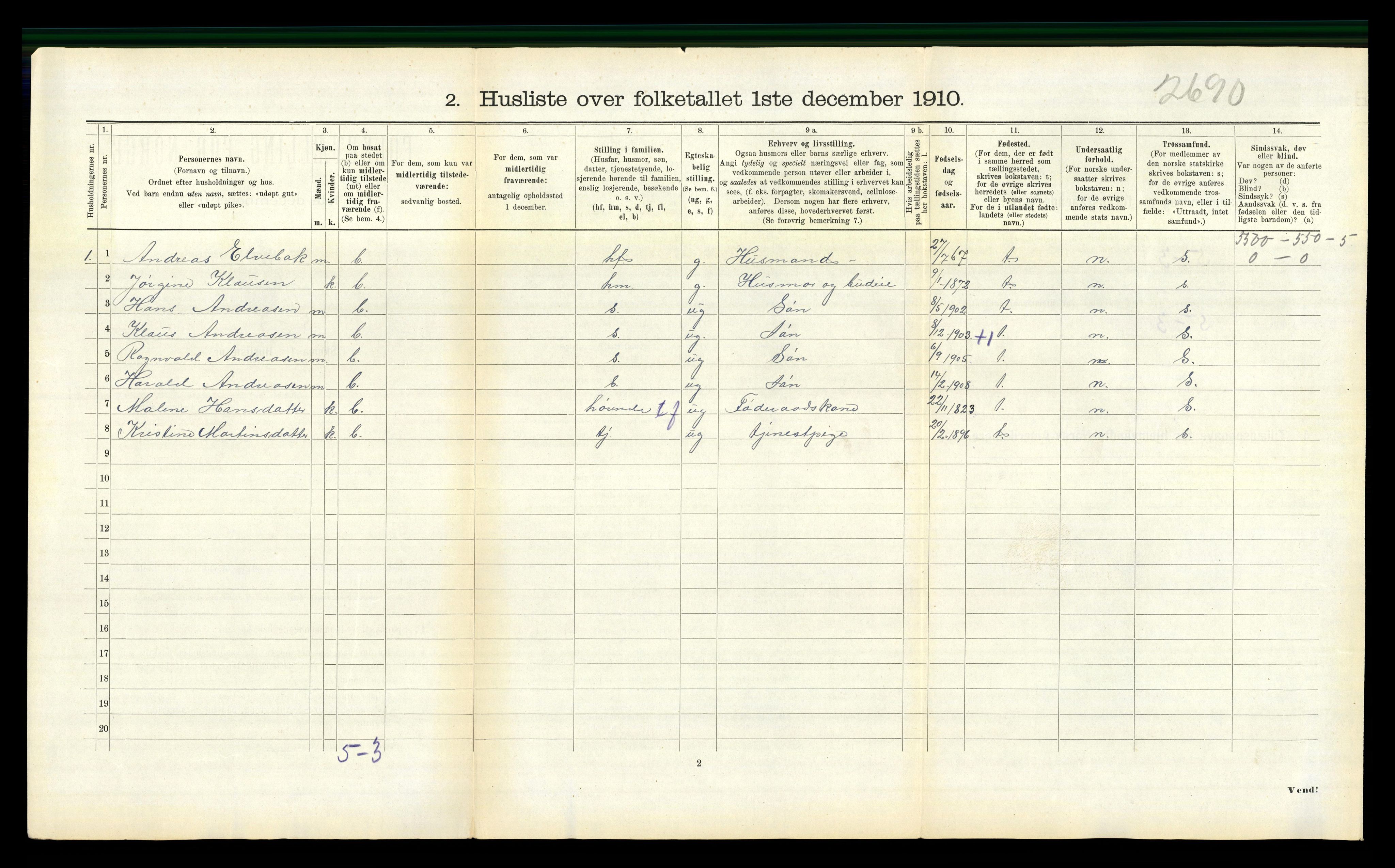 RA, 1910 census for Aa, 1910, p. 551