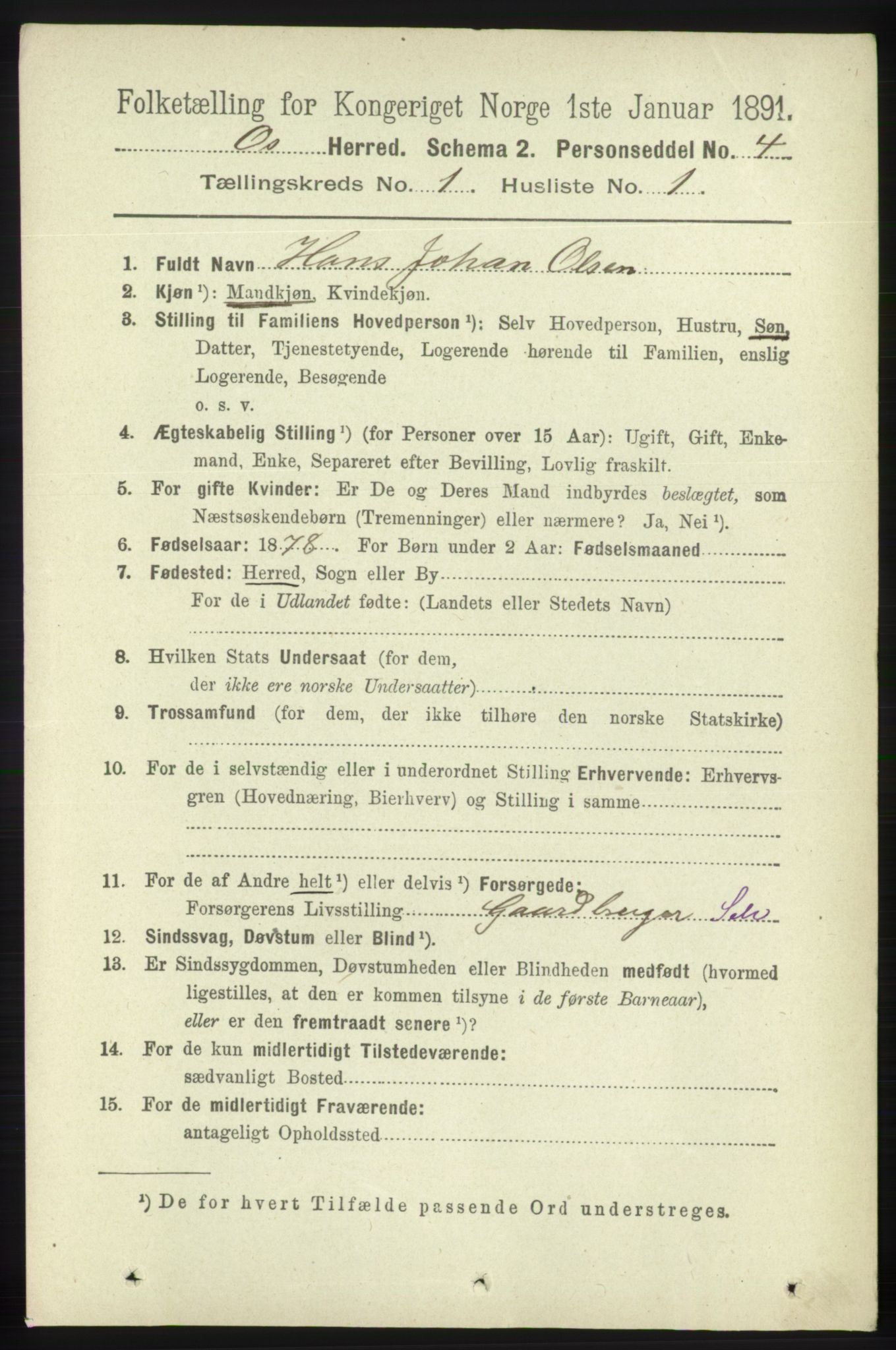 RA, 1891 census for 1243 Os, 1891, p. 88