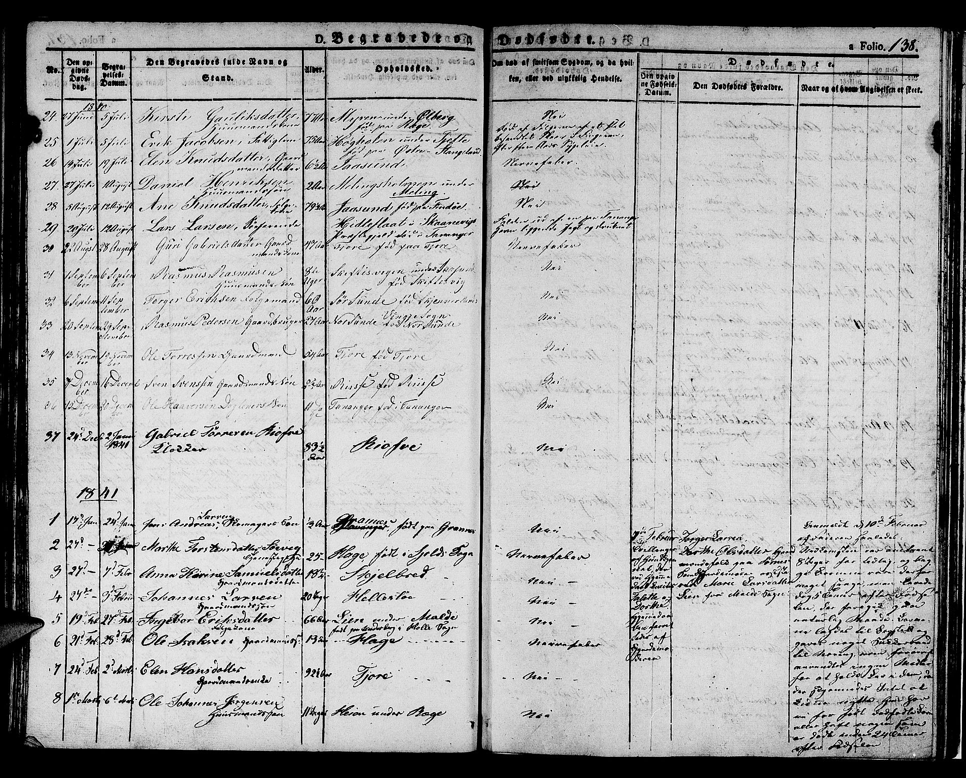 Håland sokneprestkontor, SAST/A-101802/001/30BA/L0005: Parish register (official) no. A 5, 1829-1841, p. 138