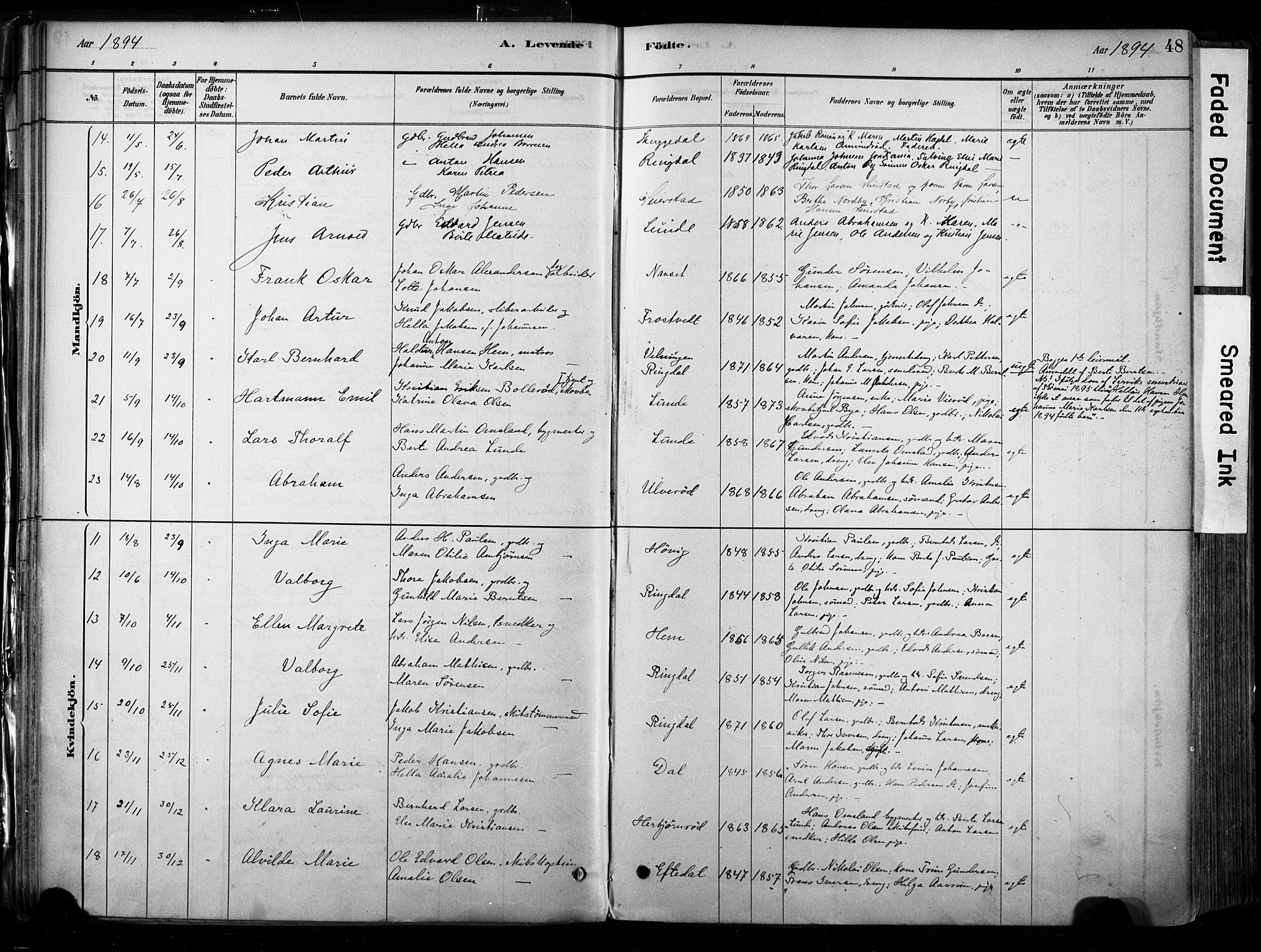 Hedrum kirkebøker, AV/SAKO-A-344/F/Fa/L0009: Parish register (official) no. I 9, 1881-1903, p. 48