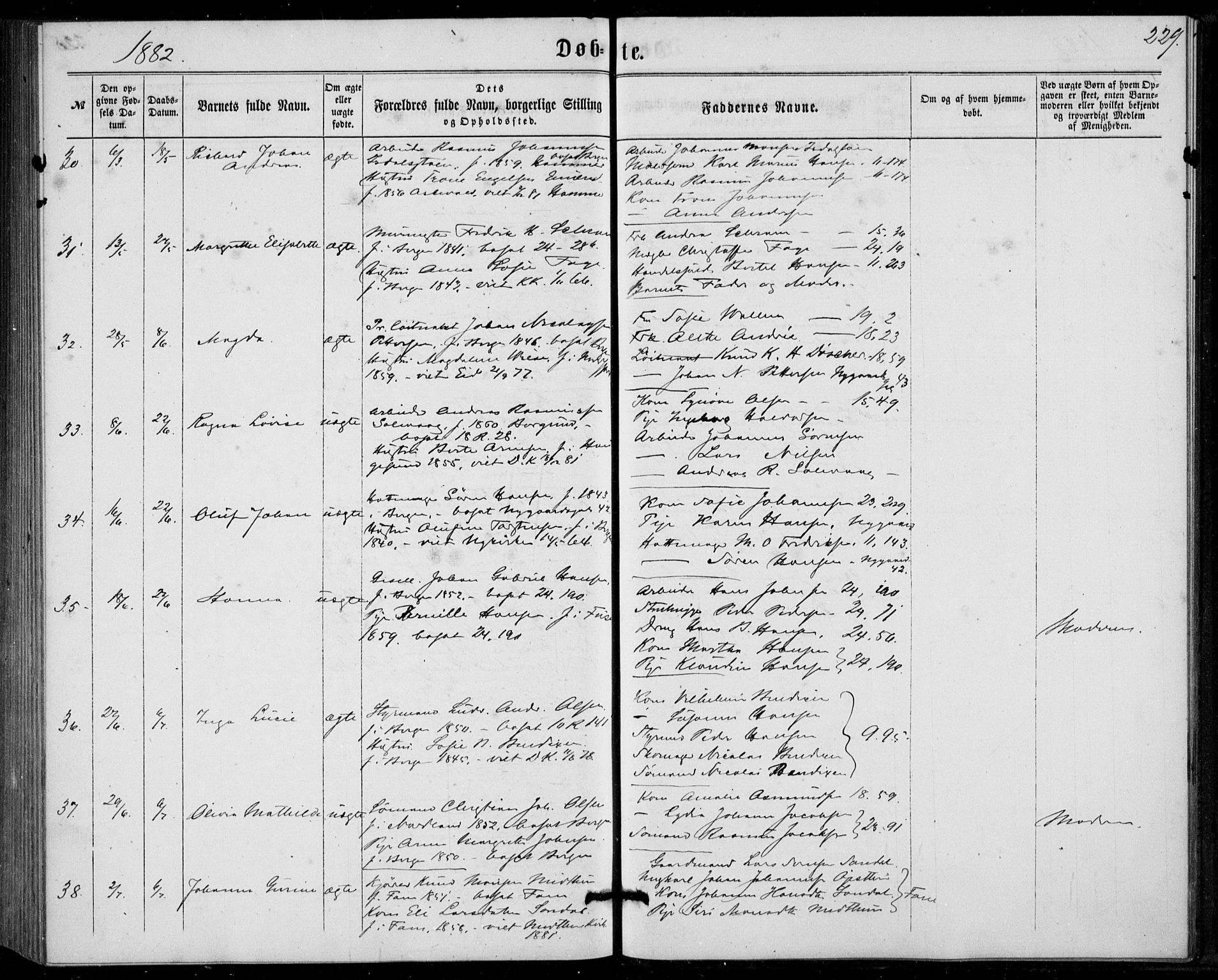 Fødselsstiftelsens sokneprestembete, ført av overlegen*, SAB/-: Parish register (official) no. A 1, 1863-1883, p. 229