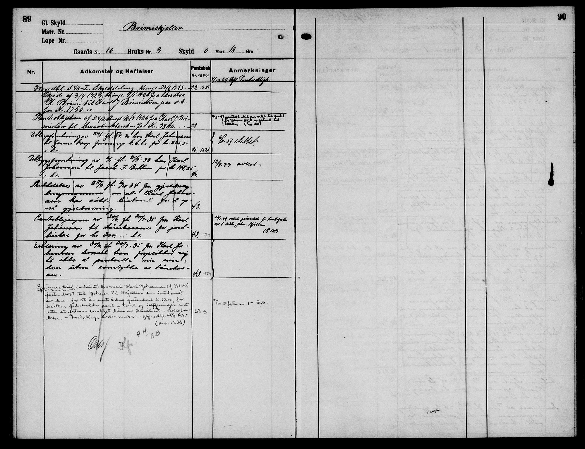 Nord-Gudbrandsdal tingrett, AV/SAH-TING-002/H/Ha/Had/L0002: Mortgage register no. 2, 1917-1950, p. 89-90