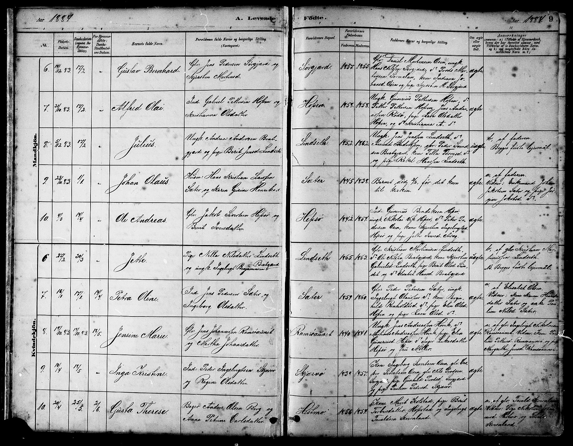 Ministerialprotokoller, klokkerbøker og fødselsregistre - Sør-Trøndelag, SAT/A-1456/658/L0726: Parish register (copy) no. 658C02, 1883-1908, p. 9