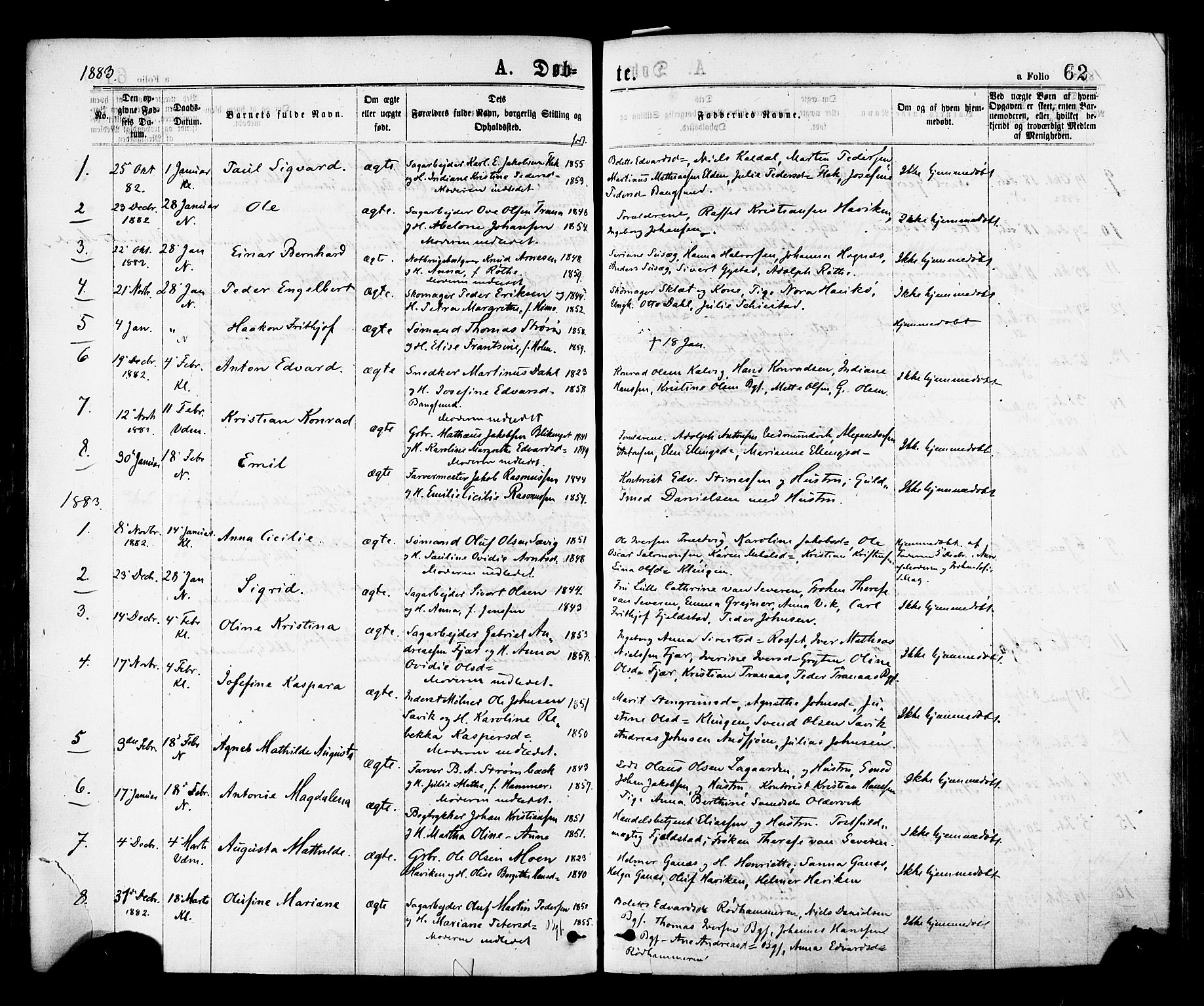 Ministerialprotokoller, klokkerbøker og fødselsregistre - Nord-Trøndelag, SAT/A-1458/768/L0572: Parish register (official) no. 768A07, 1874-1886, p. 62