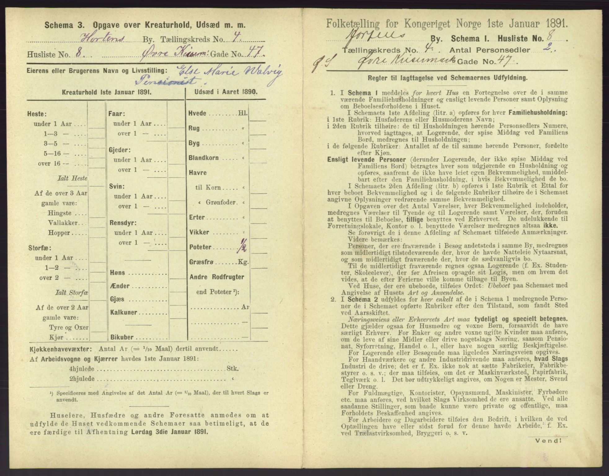 RA, 1891 census for 0703 Horten, 1891, p. 411