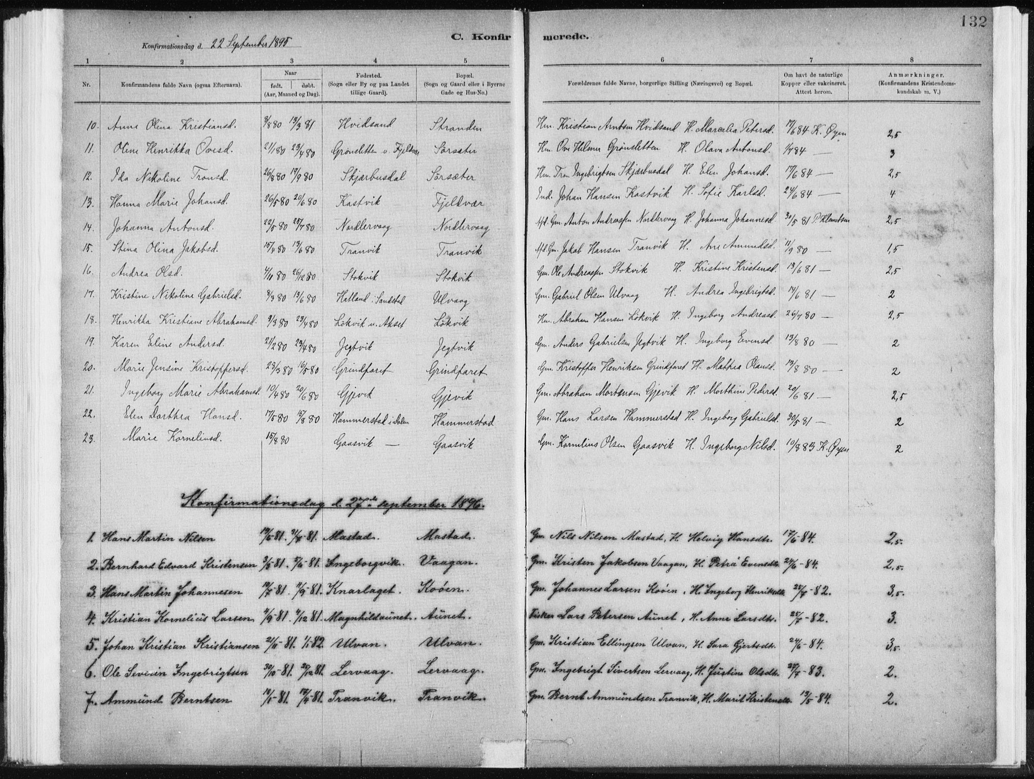 Ministerialprotokoller, klokkerbøker og fødselsregistre - Sør-Trøndelag, SAT/A-1456/637/L0558: Parish register (official) no. 637A01, 1882-1899, p. 132