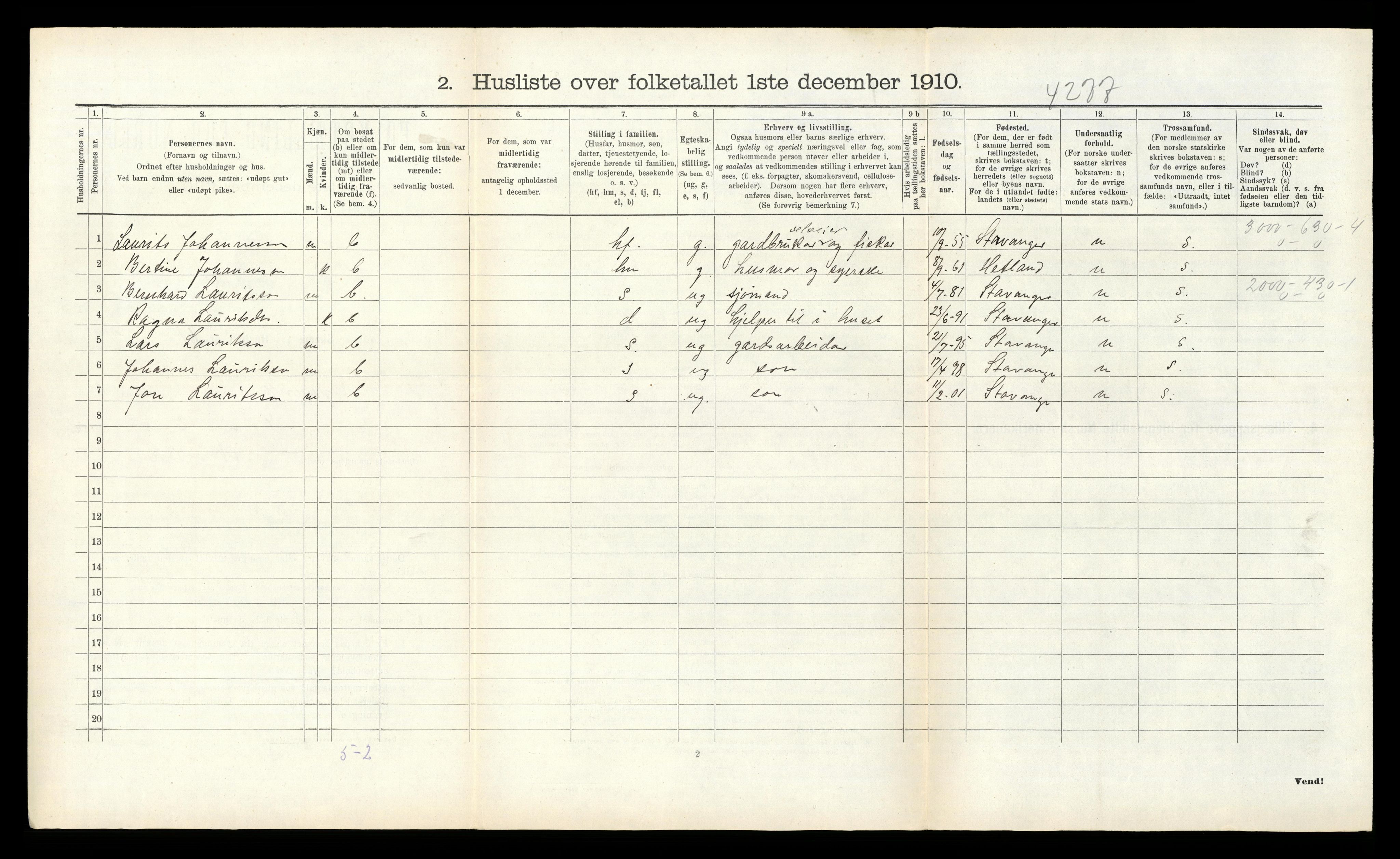 RA, 1910 census for Kopervik, 1910, p. 138