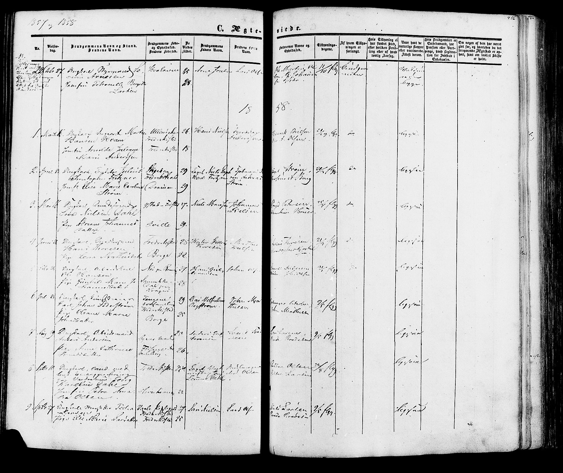 Fredrikstad prestekontor Kirkebøker, SAO/A-11082/F/Fa/L0006: Parish register (official) no. 6, 1857-1878, p. 256