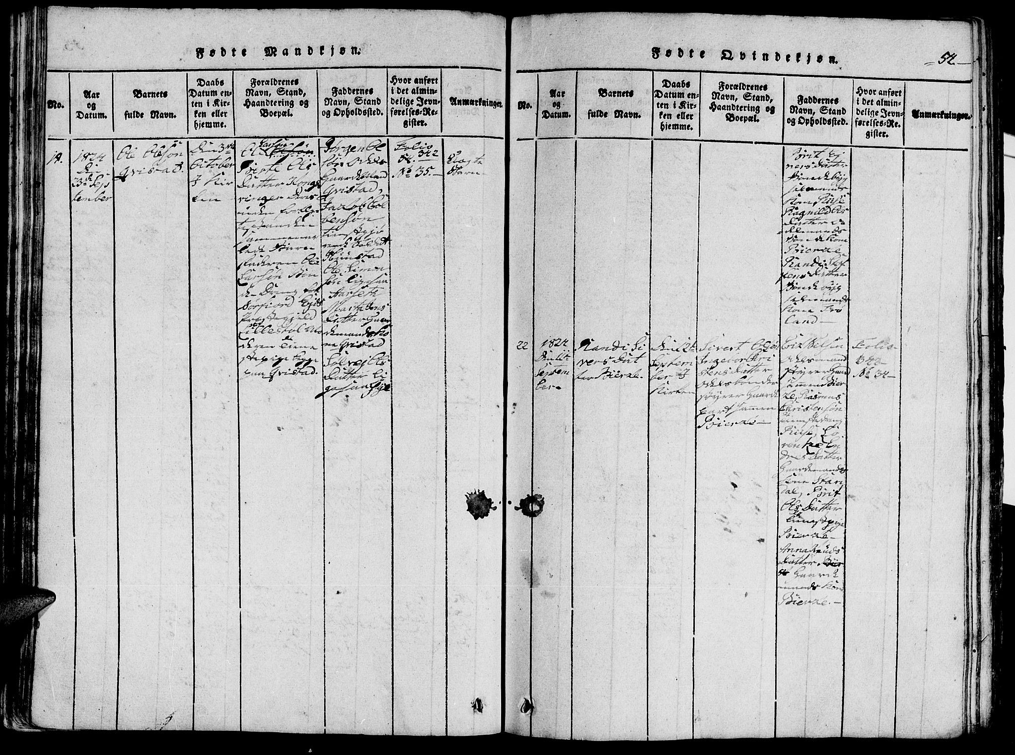 Ministerialprotokoller, klokkerbøker og fødselsregistre - Møre og Romsdal, AV/SAT-A-1454/515/L0207: Parish register (official) no. 515A03, 1819-1829, p. 54