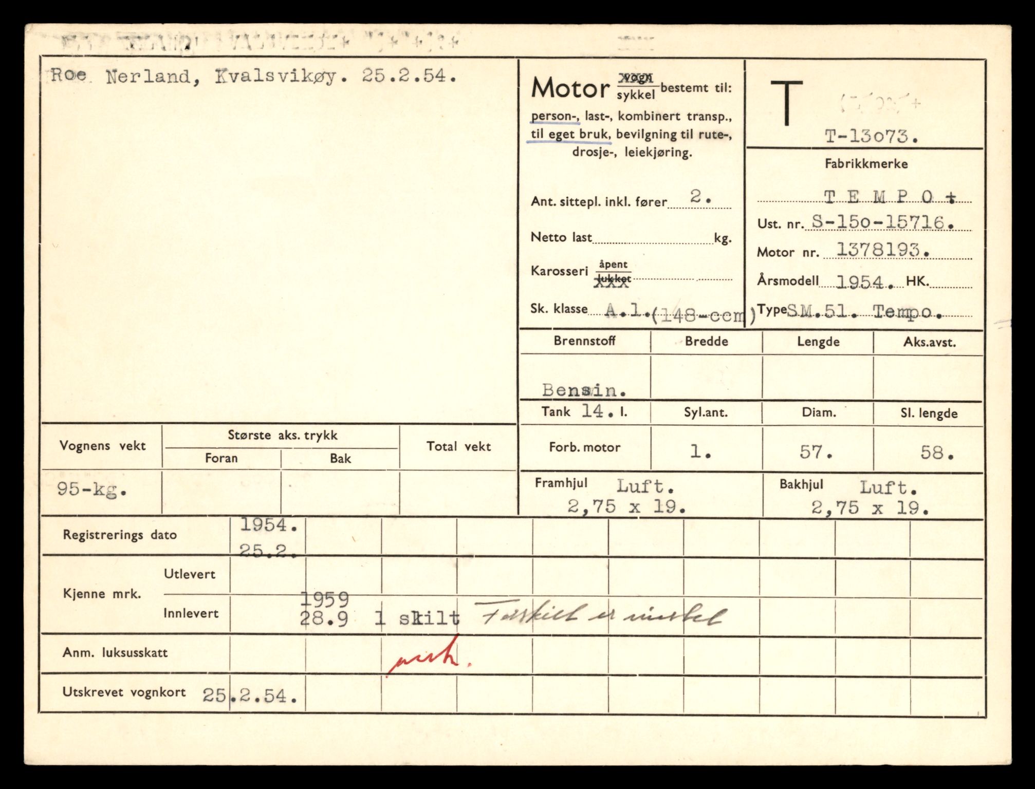 Møre og Romsdal vegkontor - Ålesund trafikkstasjon, AV/SAT-A-4099/F/Fe/L0037: Registreringskort for kjøretøy T 13031 - T 13179, 1927-1998, p. 879