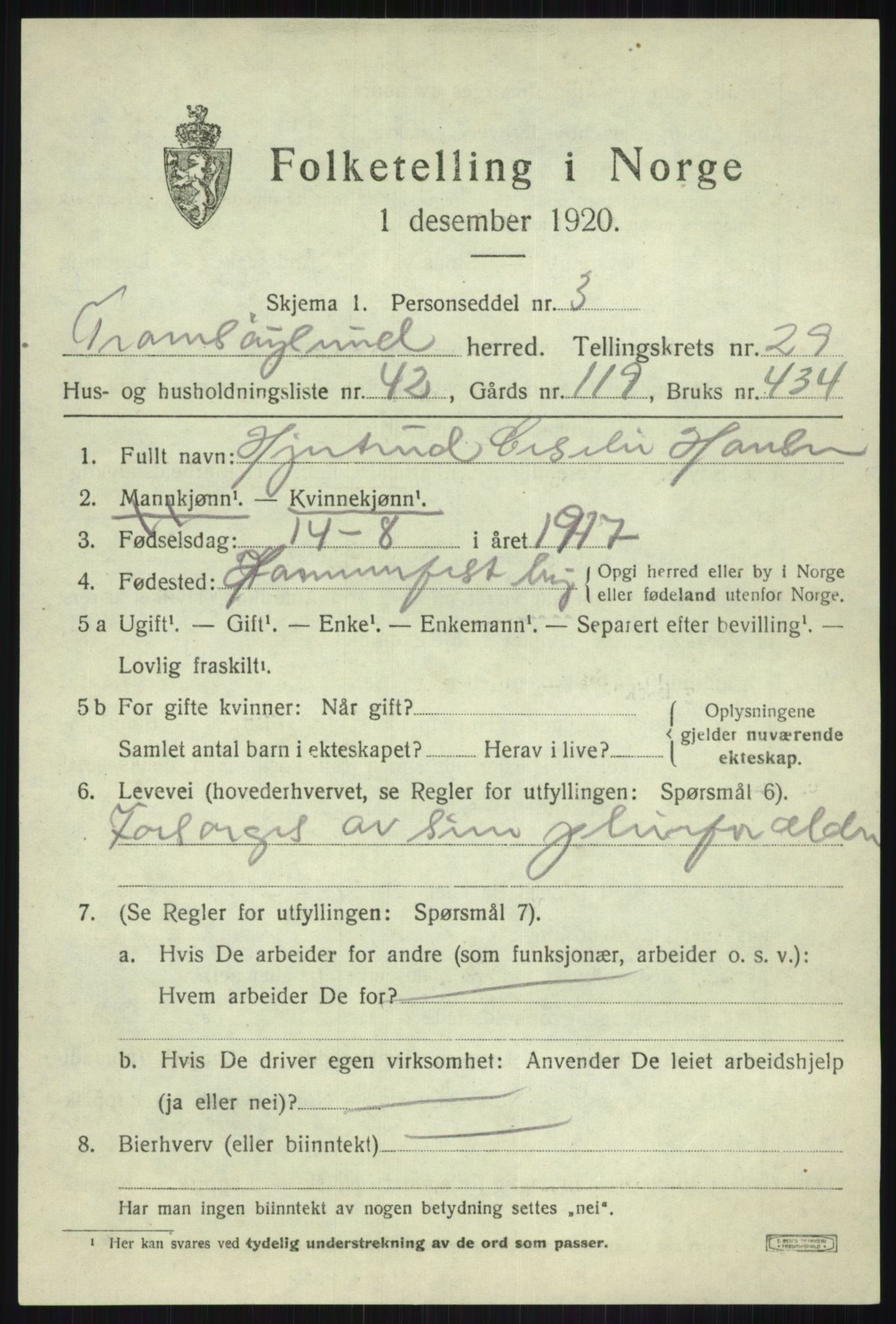 SATØ, 1920 census for Tromsøysund, 1920, p. 13862