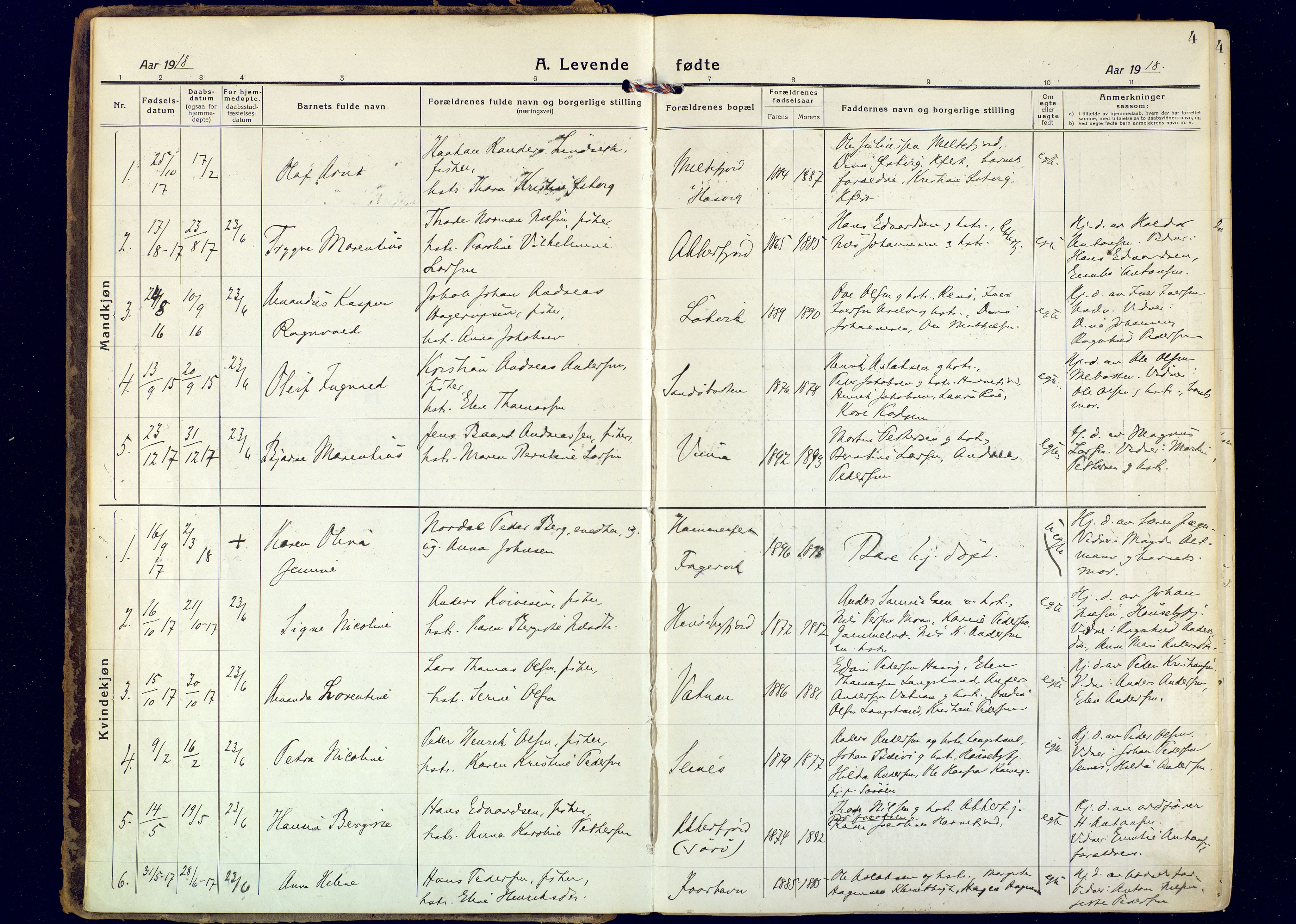 Hammerfest sokneprestkontor, SATØ/S-1347: Parish register (official) no. 18, 1918-1933, p. 4
