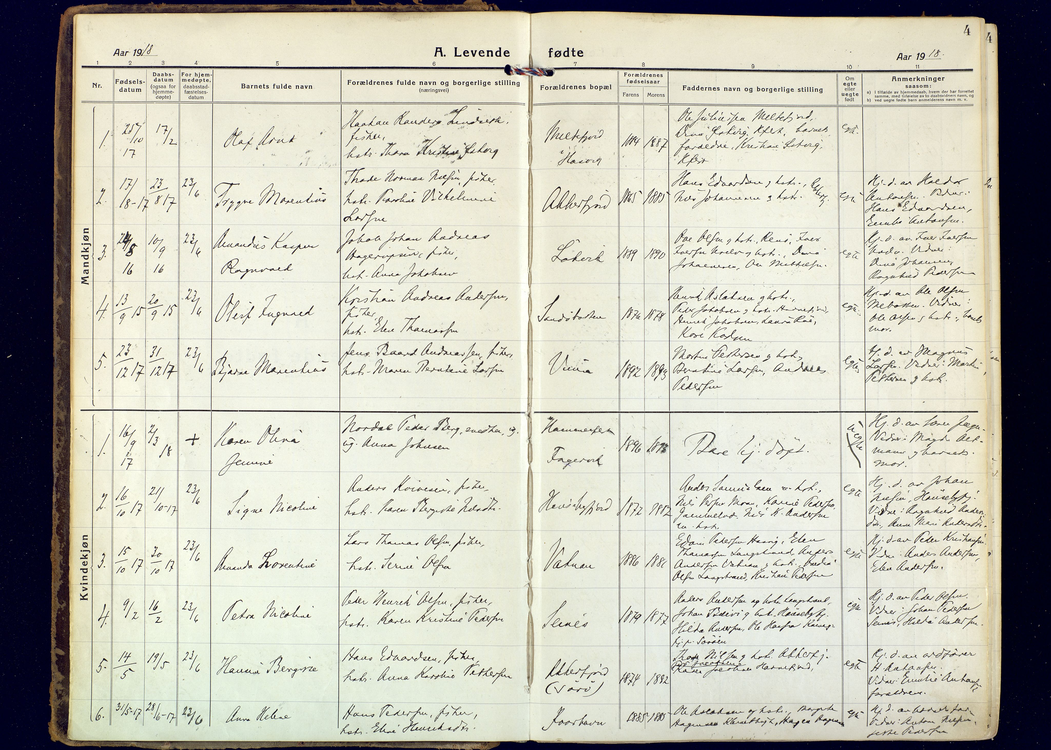 Hammerfest sokneprestkontor, AV/SATØ-S-1347/H/Ha/L0018.kirke: Parish register (official) no. 18, 1918-1933, p. 4