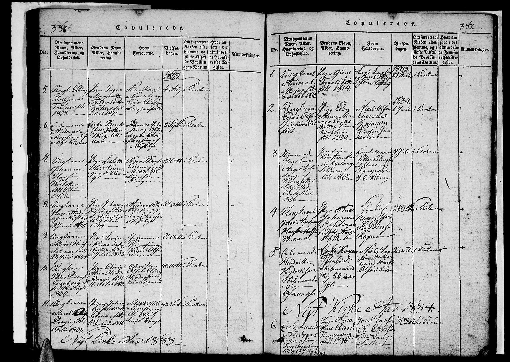 Ministerialprotokoller, klokkerbøker og fødselsregistre - Nordland, AV/SAT-A-1459/847/L0676: Parish register (copy) no. 847C04, 1821-1853, p. 386-387