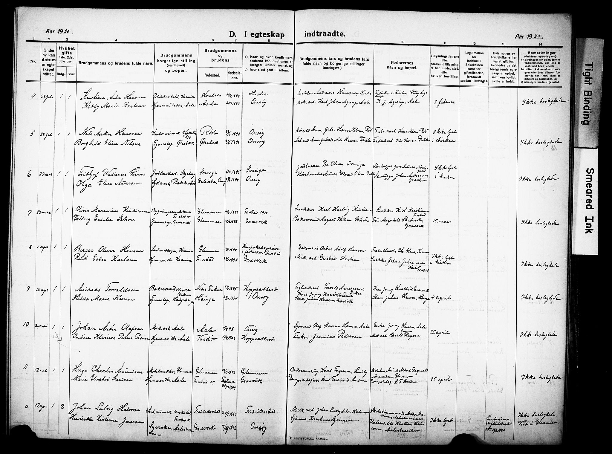 Onsøy prestekontor Kirkebøker, SAO/A-10914/G/Gb/L0002: Parish register (copy) no. II 2, 1911-1933