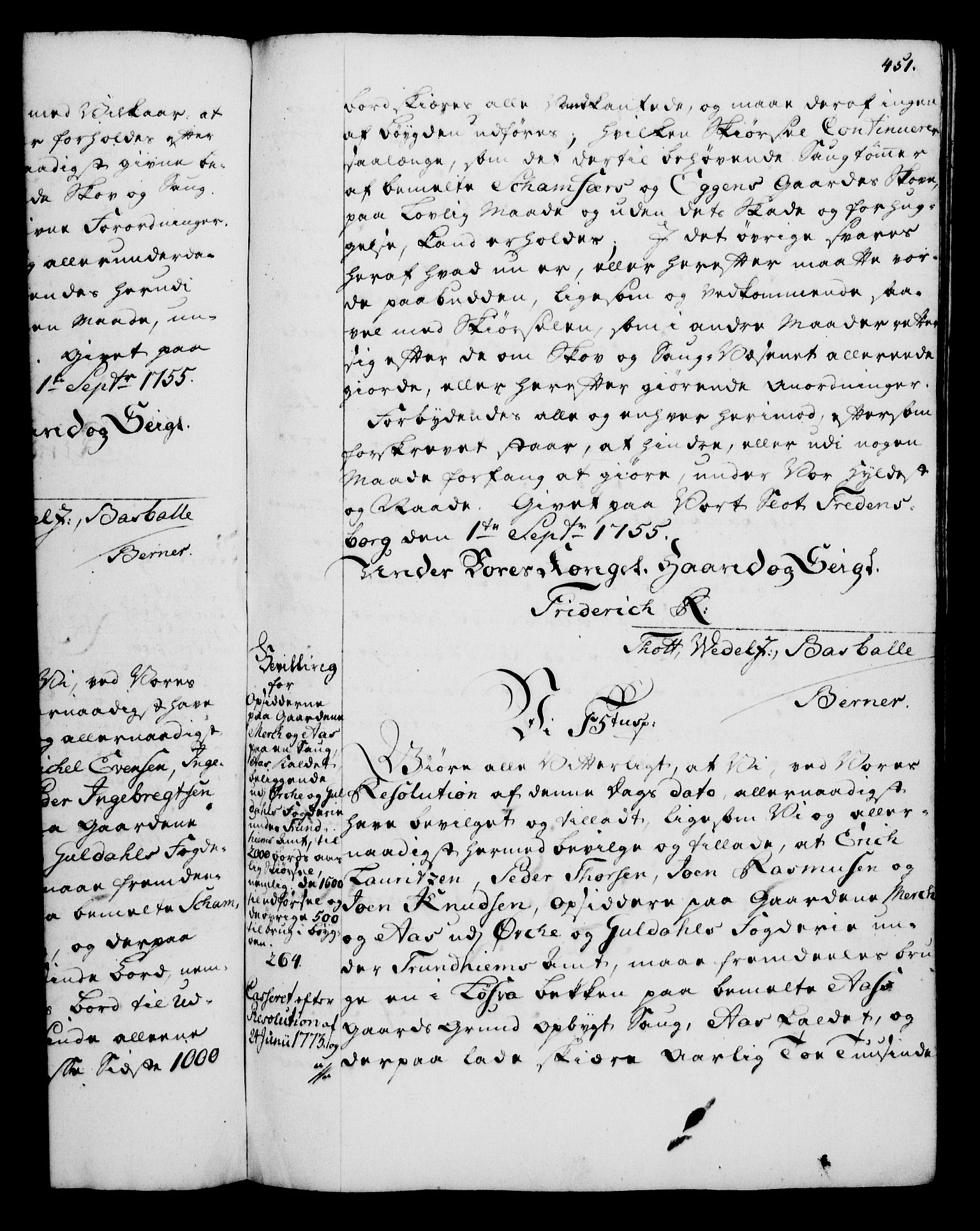 Rentekammeret, Kammerkanselliet, AV/RA-EA-3111/G/Gg/Gga/L0006: Norsk ekspedisjonsprotokoll med register (merket RK 53.6), 1749-1759, p. 451