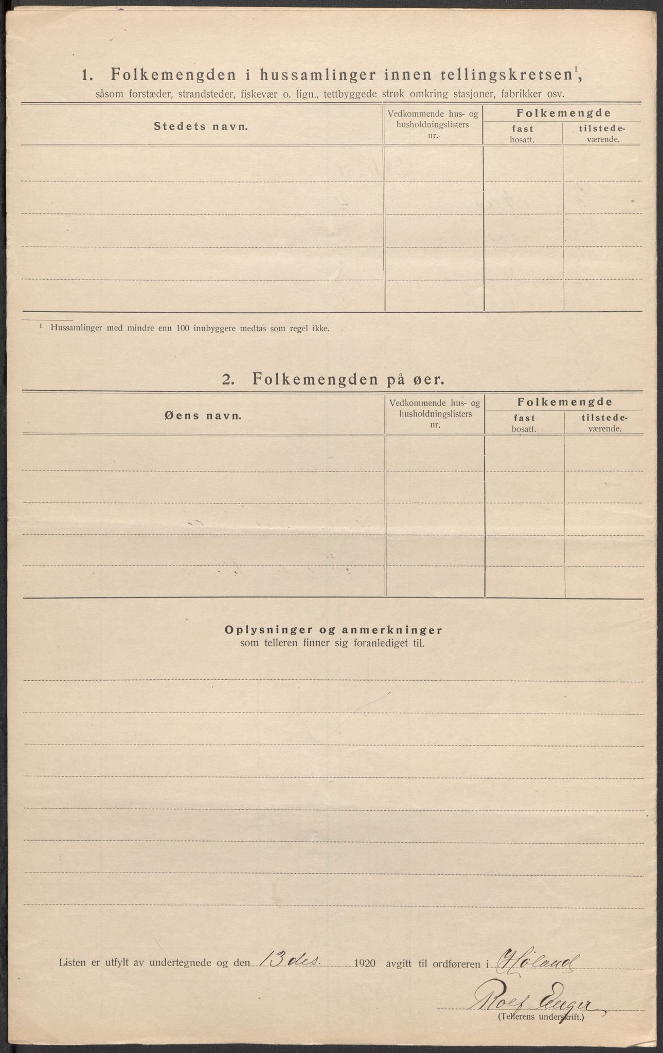SAO, 1920 census for Høland, 1920, p. 33