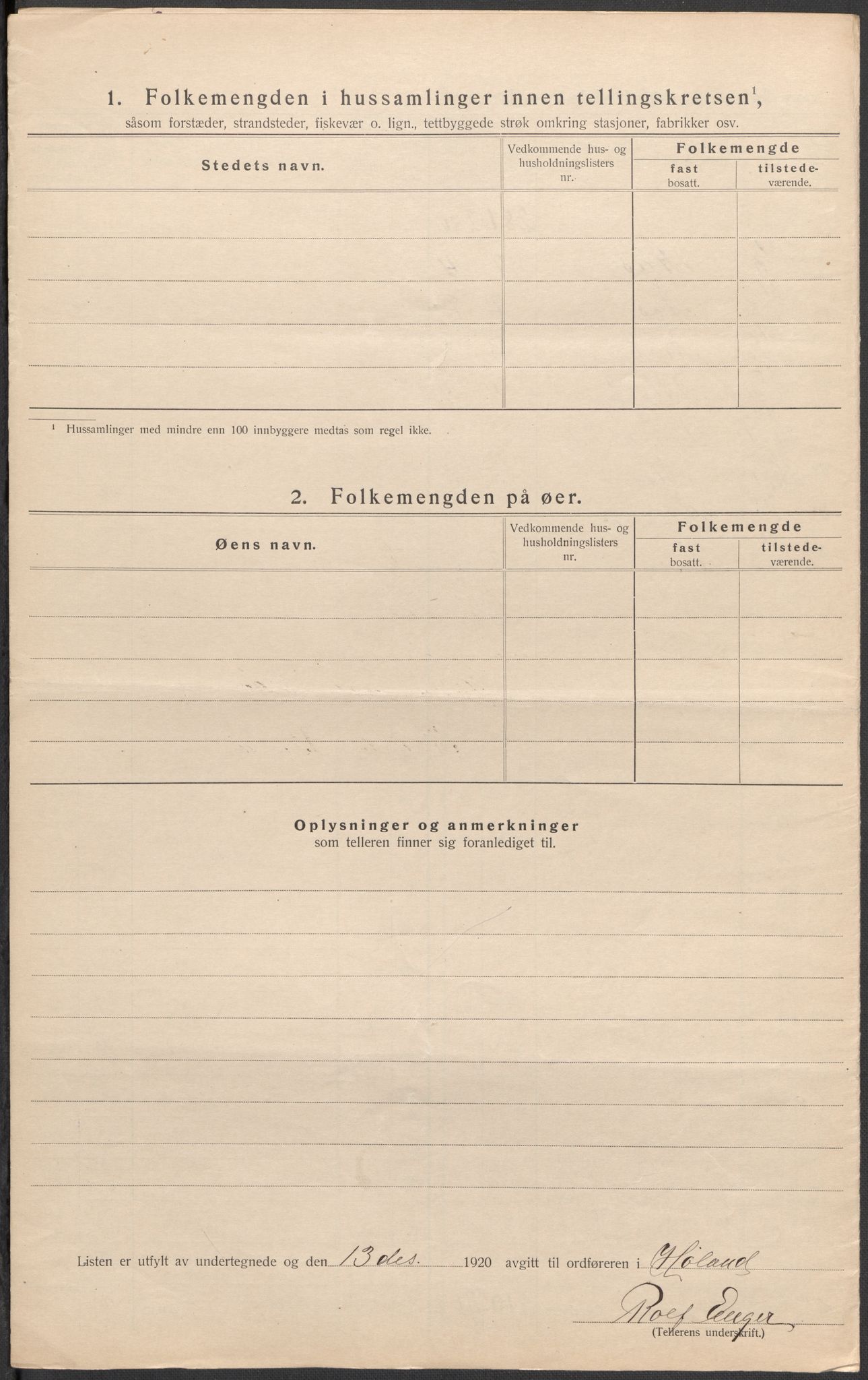 SAO, 1920 census for Høland, 1920, p. 33