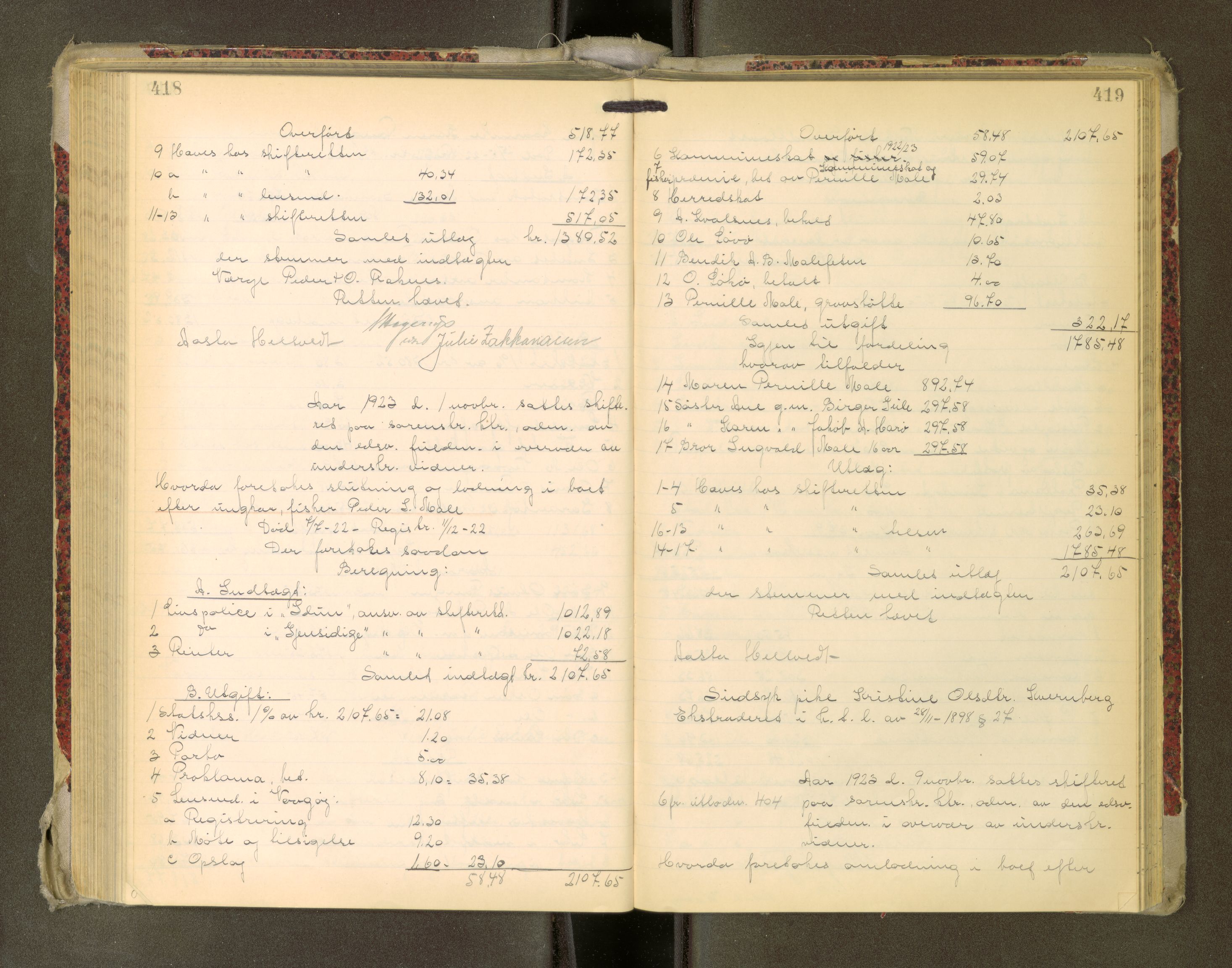 Romsdal sorenskriveri, AV/SAT-A-4149/1/3/3A/L0022: Skifteutlodnings Protokoll, 1920-1924, p. 418-419