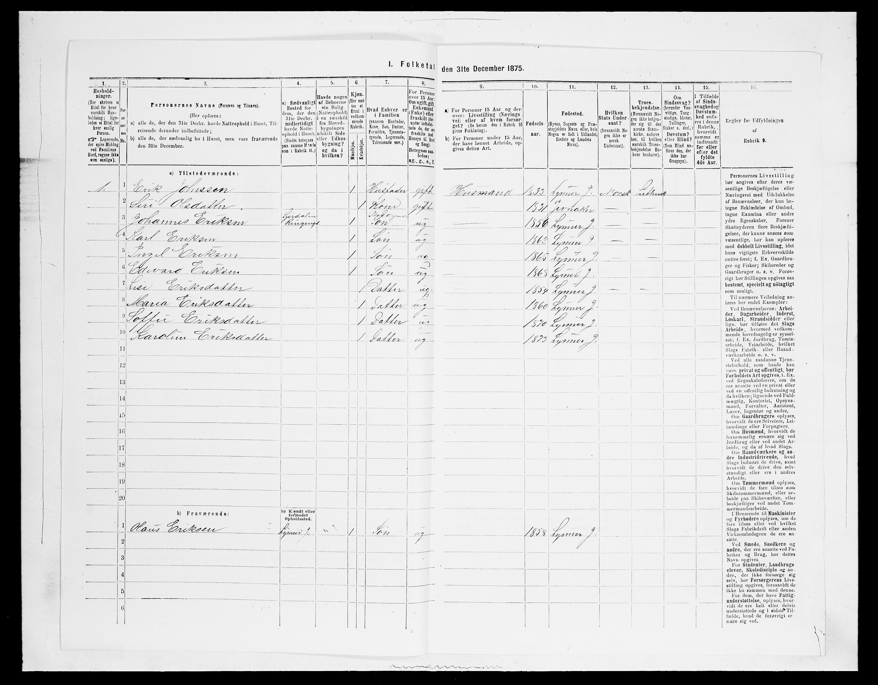 SAH, 1875 census for 0532P Jevnaker, 1875, p. 618