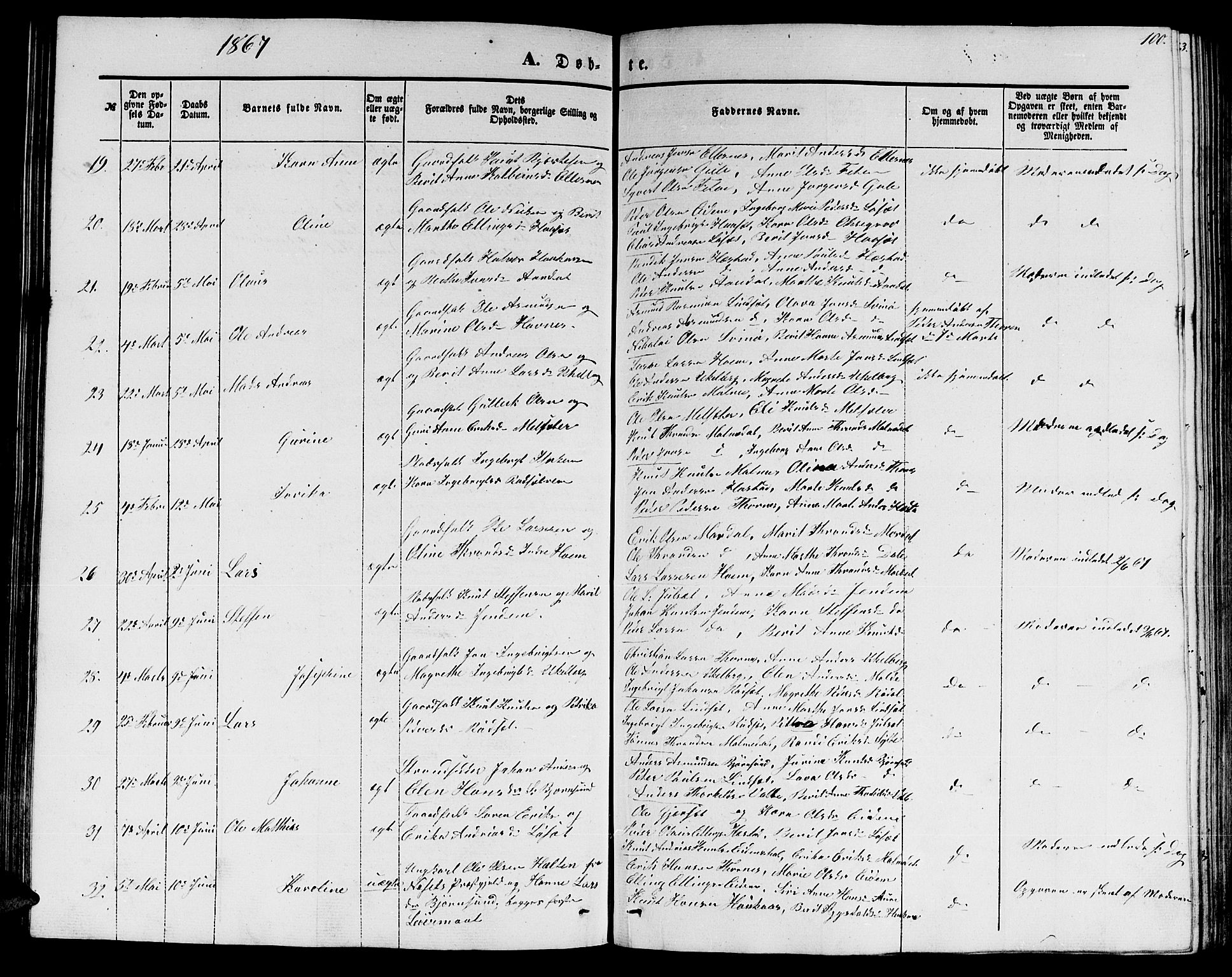 Ministerialprotokoller, klokkerbøker og fødselsregistre - Møre og Romsdal, AV/SAT-A-1454/565/L0753: Parish register (copy) no. 565C02, 1845-1870, p. 100