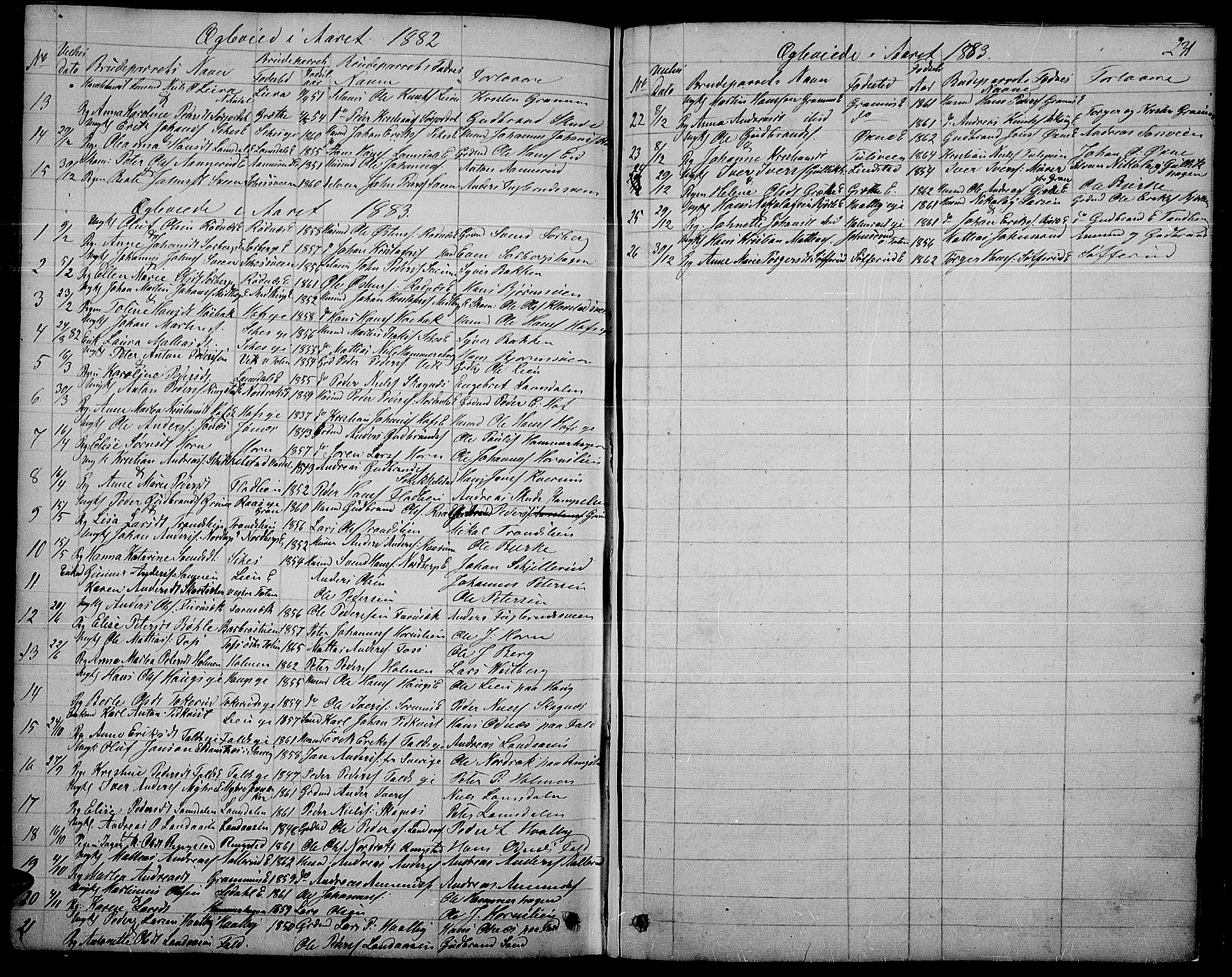 Søndre Land prestekontor, SAH/PREST-122/L/L0001: Parish register (copy) no. 1, 1849-1883, p. 231