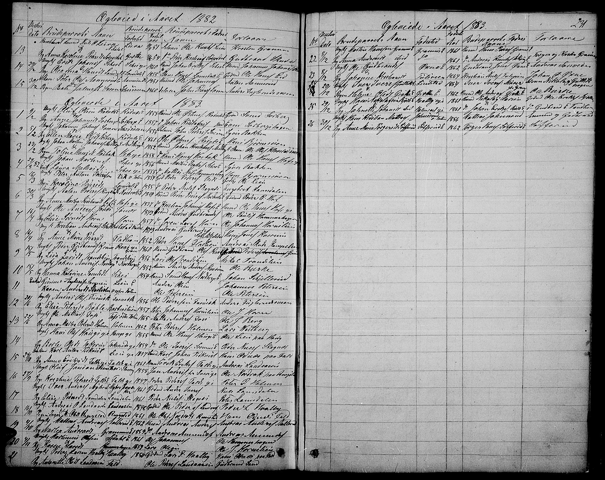 Søndre Land prestekontor, AV/SAH-PREST-122/L/L0001: Parish register (copy) no. 1, 1849-1883, p. 231