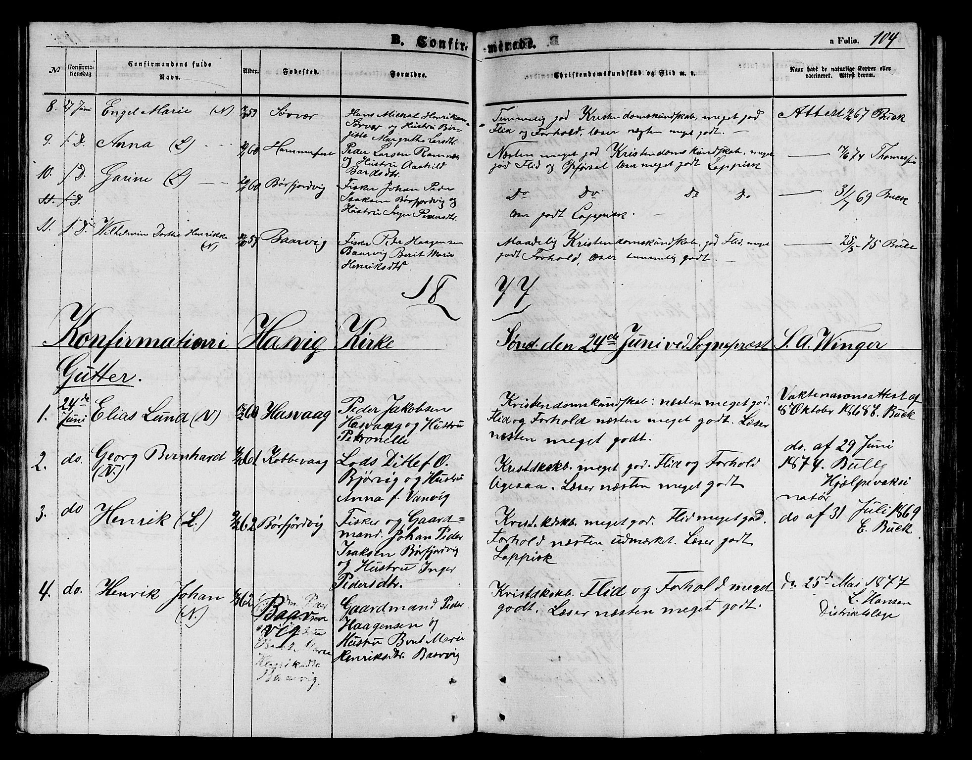 Loppa sokneprestkontor, SATØ/S-1339/H/Hb/L0003klokker: Parish register (copy) no. 3, 1853-1880, p. 104