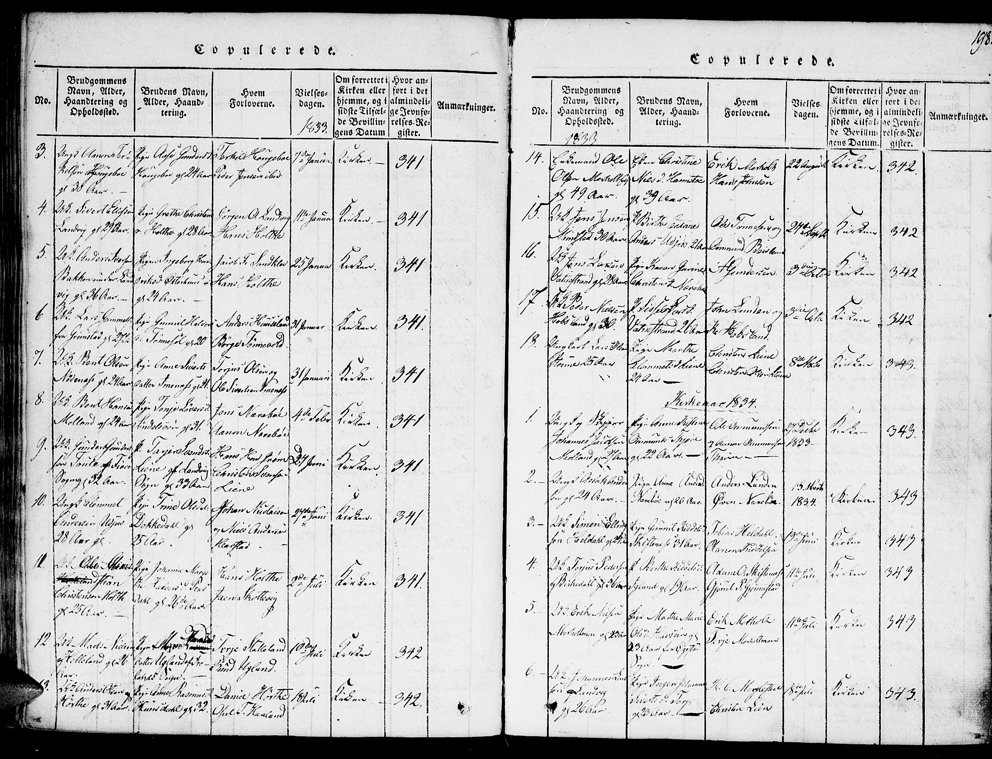 Hommedal sokneprestkontor, SAK/1111-0023/F/Fa/Fab/L0003: Parish register (official) no. A 3, 1815-1848, p. 198