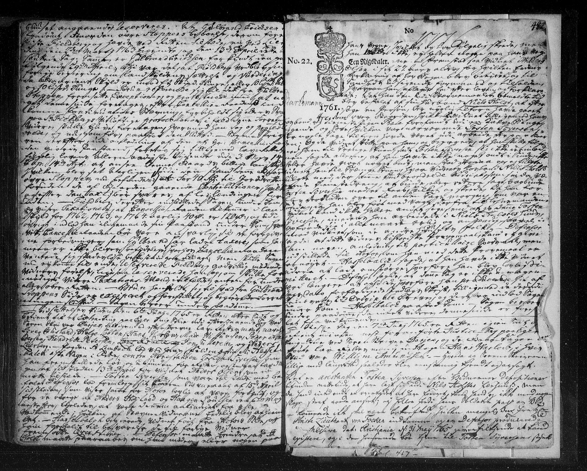 Eiker, Modum og Sigdal sorenskriveri, SAKO/A-123/F/Fa/Fab/L0007: Tingbok, 1761-1765, p. 482