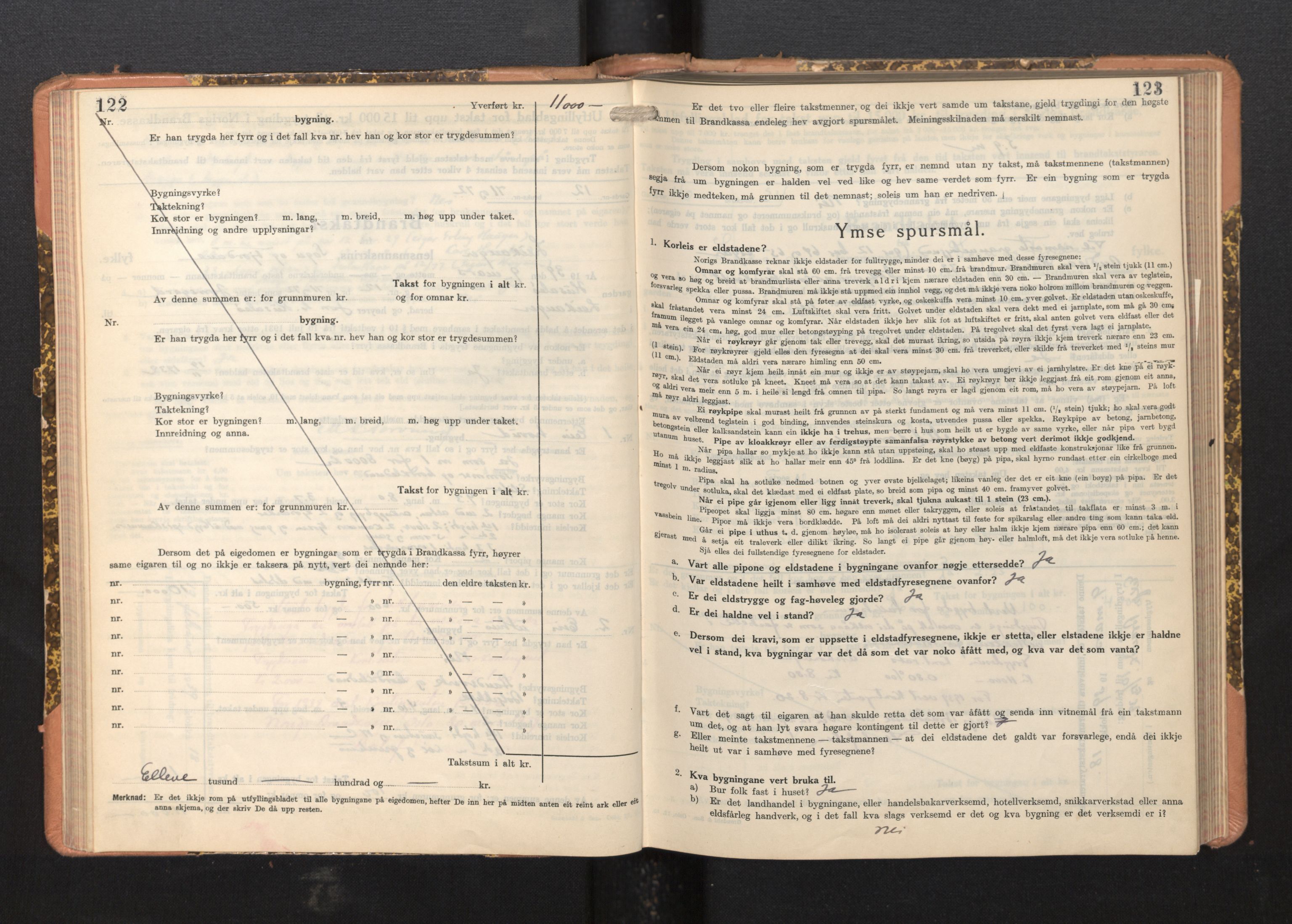 Lensmannen i Leikanger, AV/SAB-A-29201/0012/L0008: Branntakstprotokoll, skjematakst, 1937-1946, p. 122-123