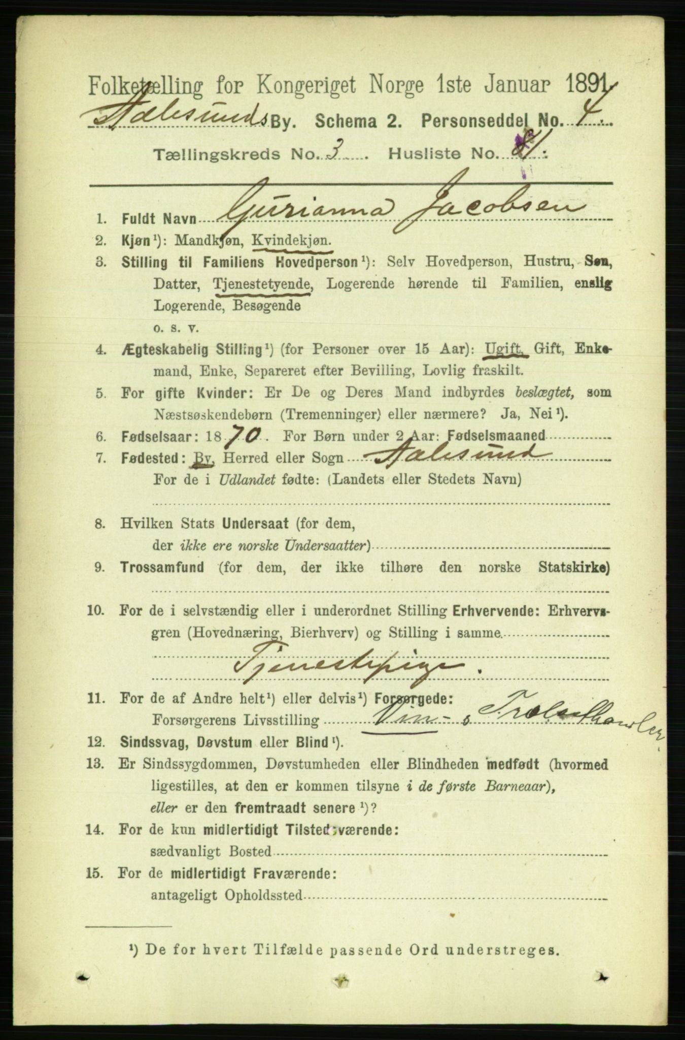 RA, 1891 census for 1501 Ålesund, 1891, p. 2278