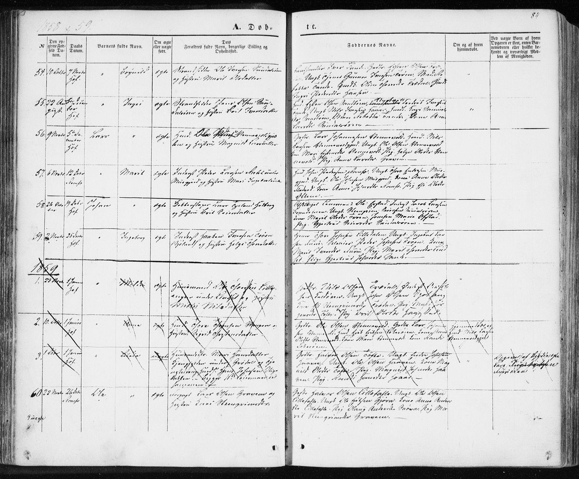 Ministerialprotokoller, klokkerbøker og fødselsregistre - Møre og Romsdal, SAT/A-1454/590/L1013: Parish register (official) no. 590A05, 1847-1877, p. 84