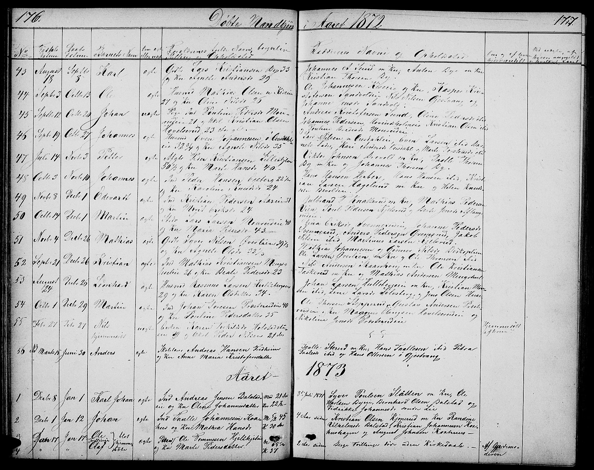 Nes prestekontor, Hedmark, SAH/PREST-020/L/La/L0005: Parish register (copy) no. 5, 1852-1889, p. 176-177