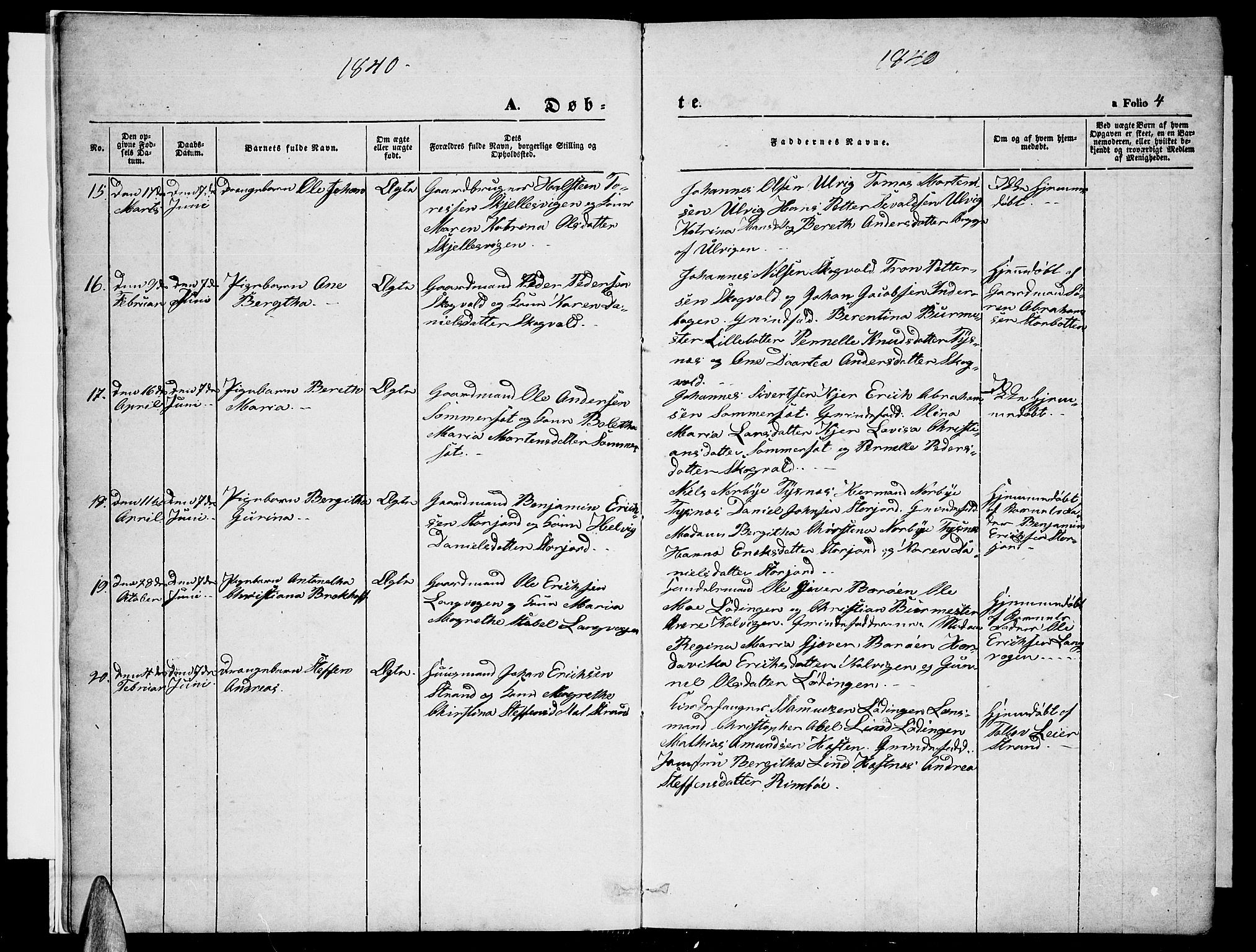 Ministerialprotokoller, klokkerbøker og fødselsregistre - Nordland, AV/SAT-A-1459/872/L1045: Parish register (copy) no. 872C01, 1840-1851, p. 4