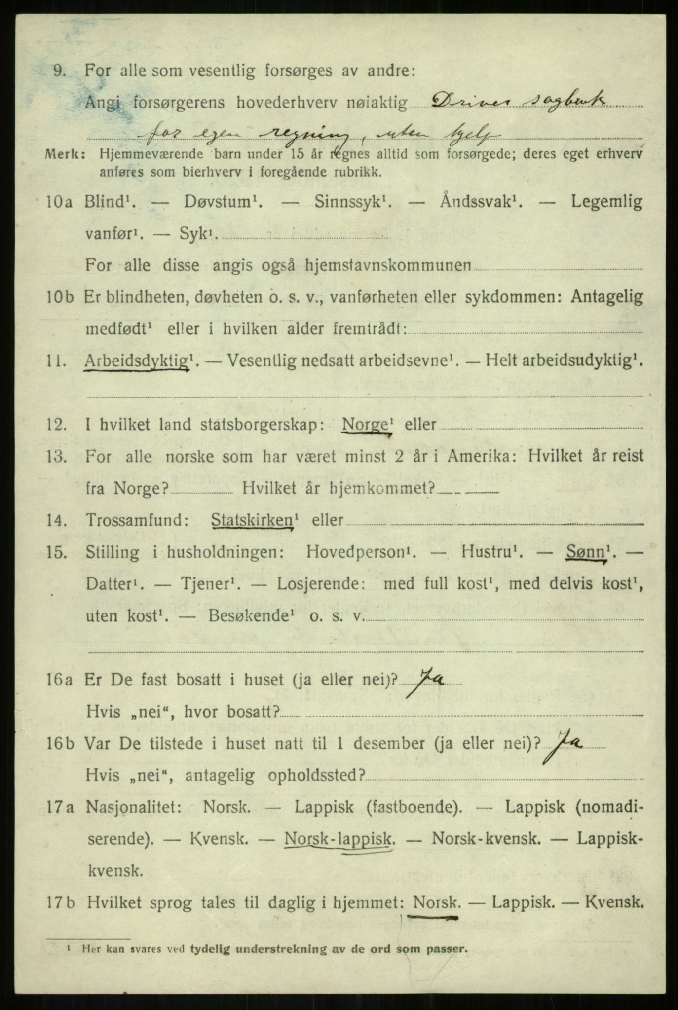 SATØ, 1920 census for Bardu, 1920, p. 3851