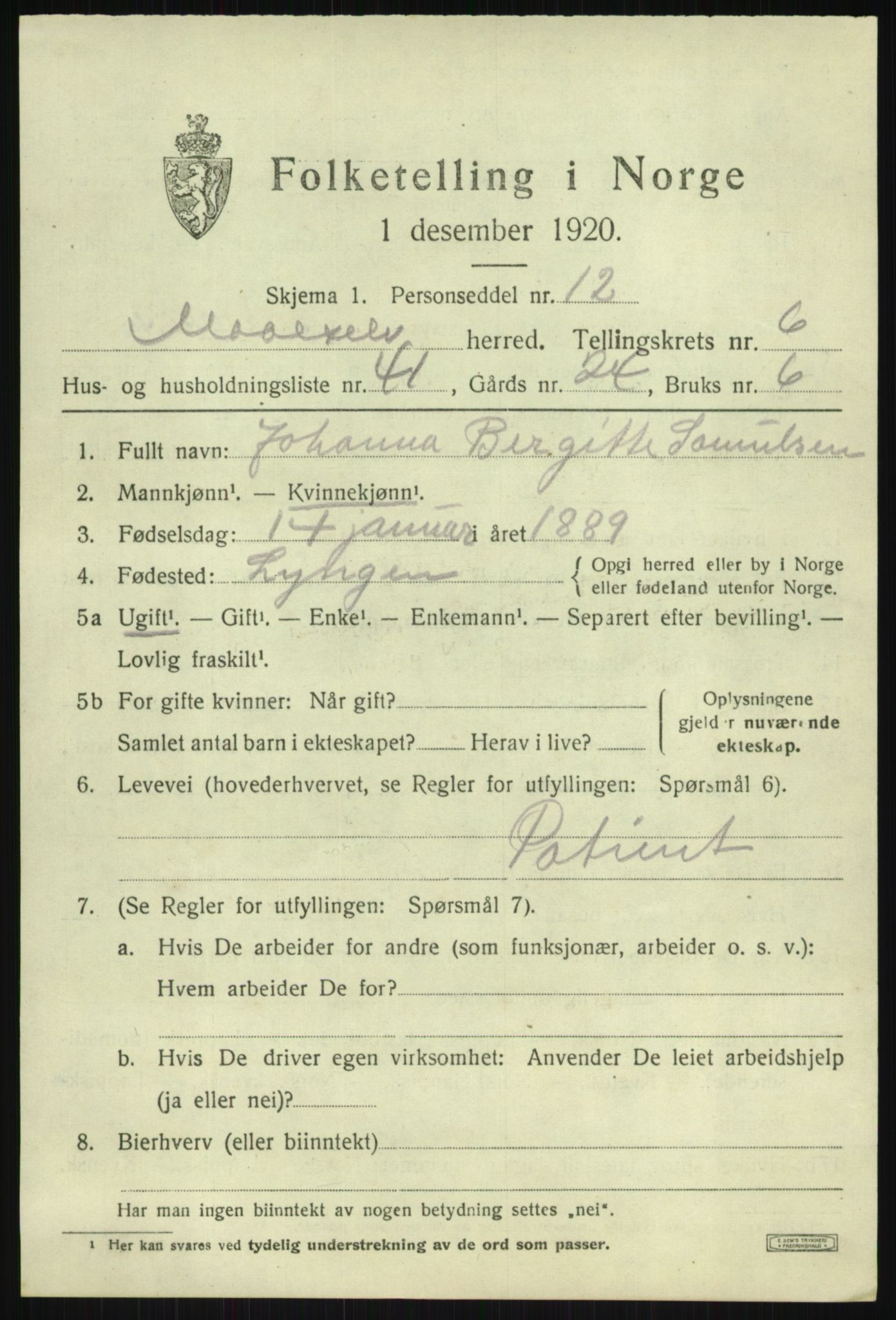 SATØ, 1920 census for Målselv, 1920, p. 4171