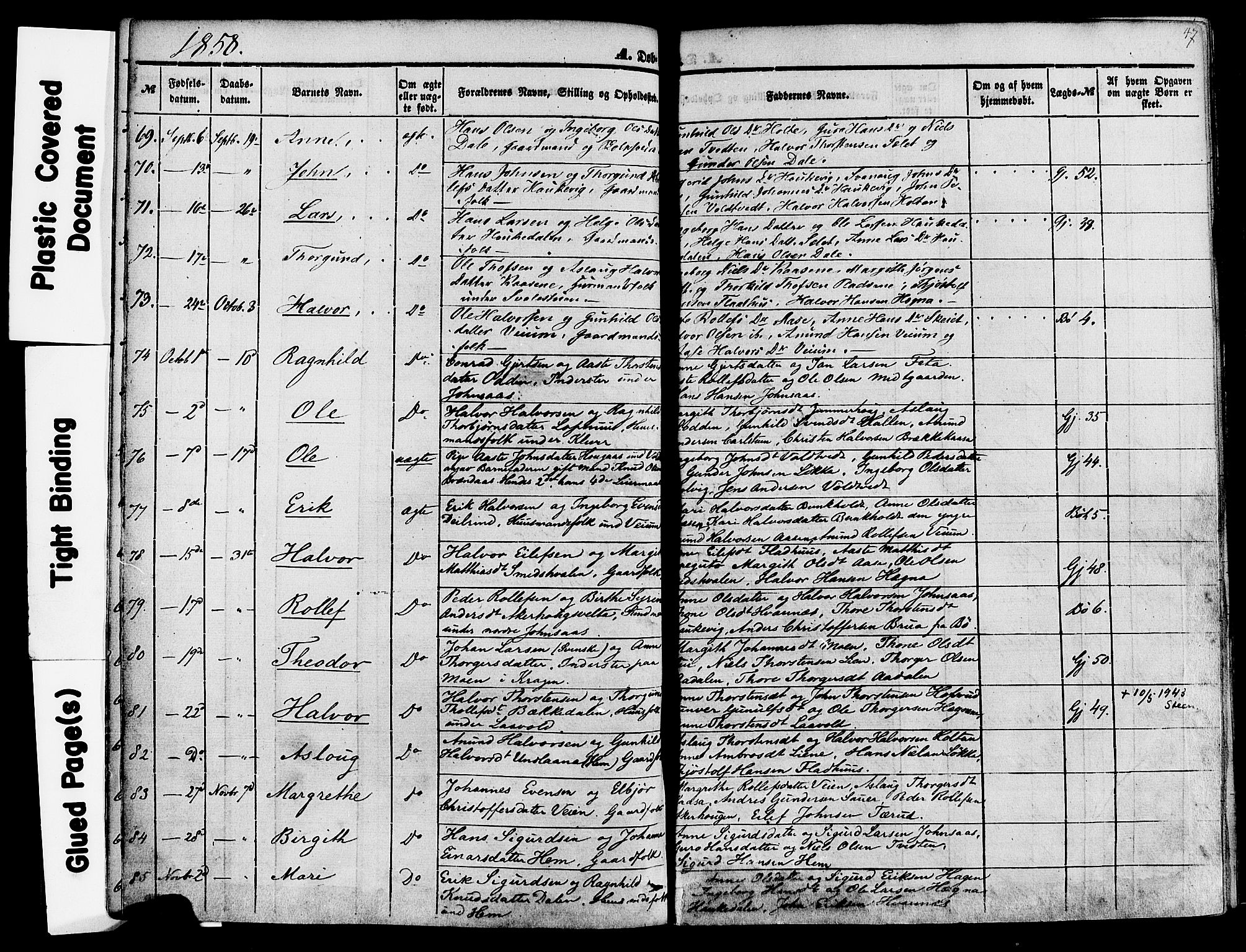 Sauherad kirkebøker, SAKO/A-298/F/Fa/L0007: Parish register (official) no. I 7, 1851-1873, p. 47