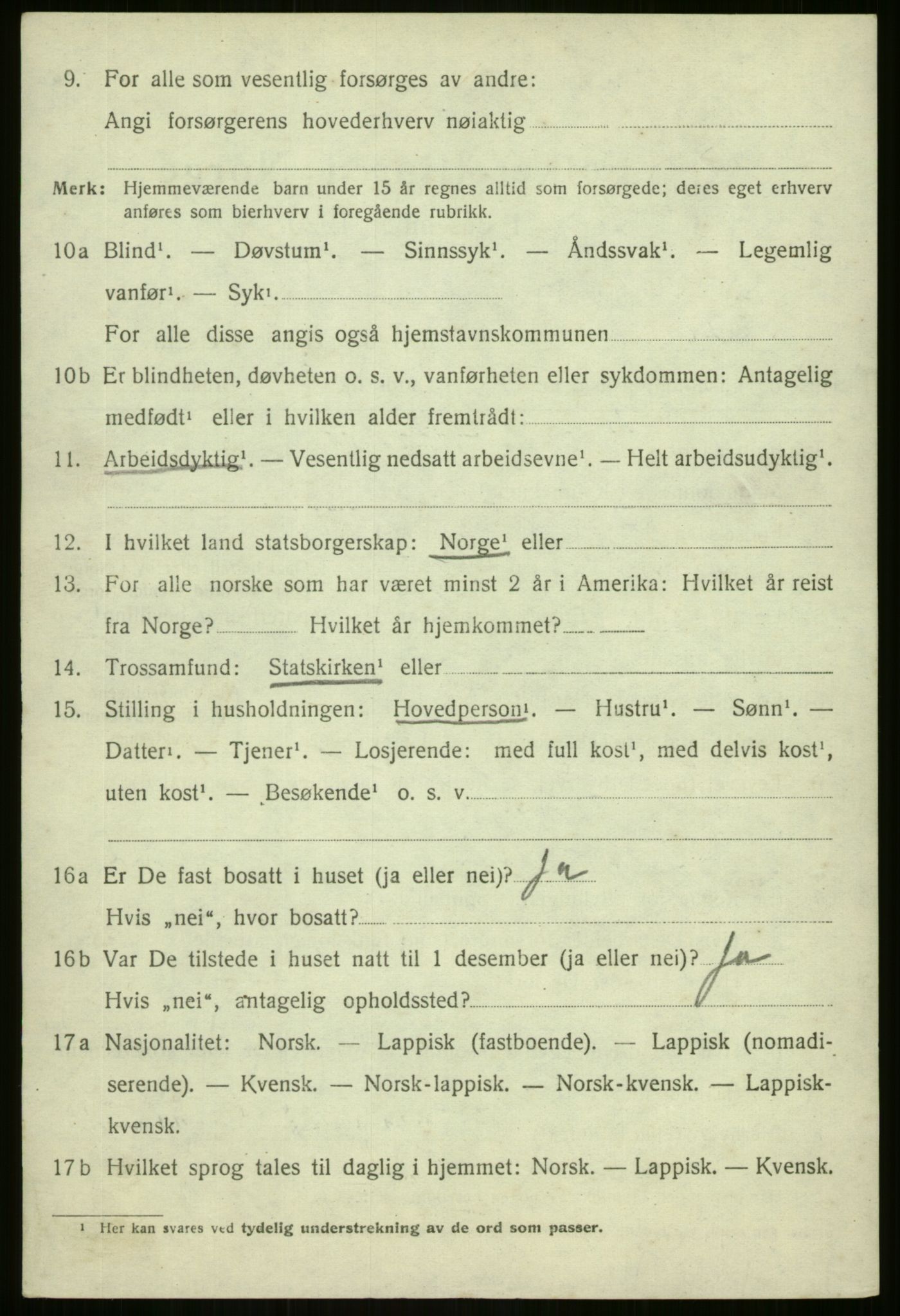 SATØ, 1920 census for Berg, 1920, p. 824