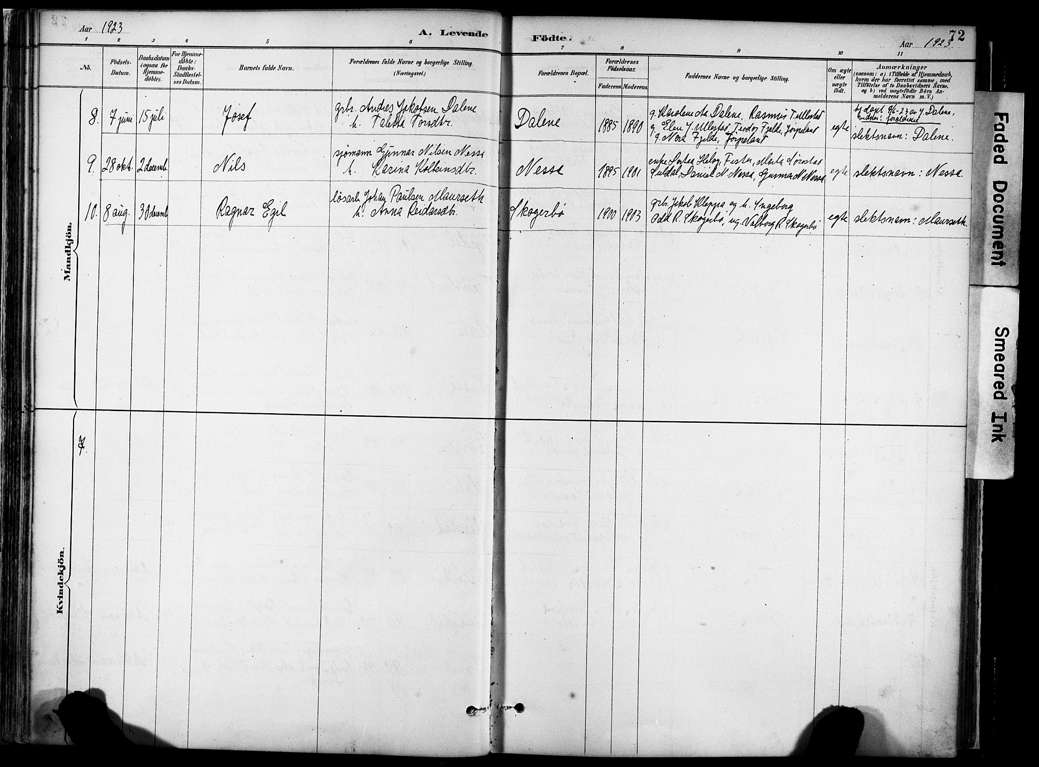 Hjelmeland sokneprestkontor, AV/SAST-A-101843/02/A/L0001: Parish register (official) no. A 16, 1887-1926, p. 72