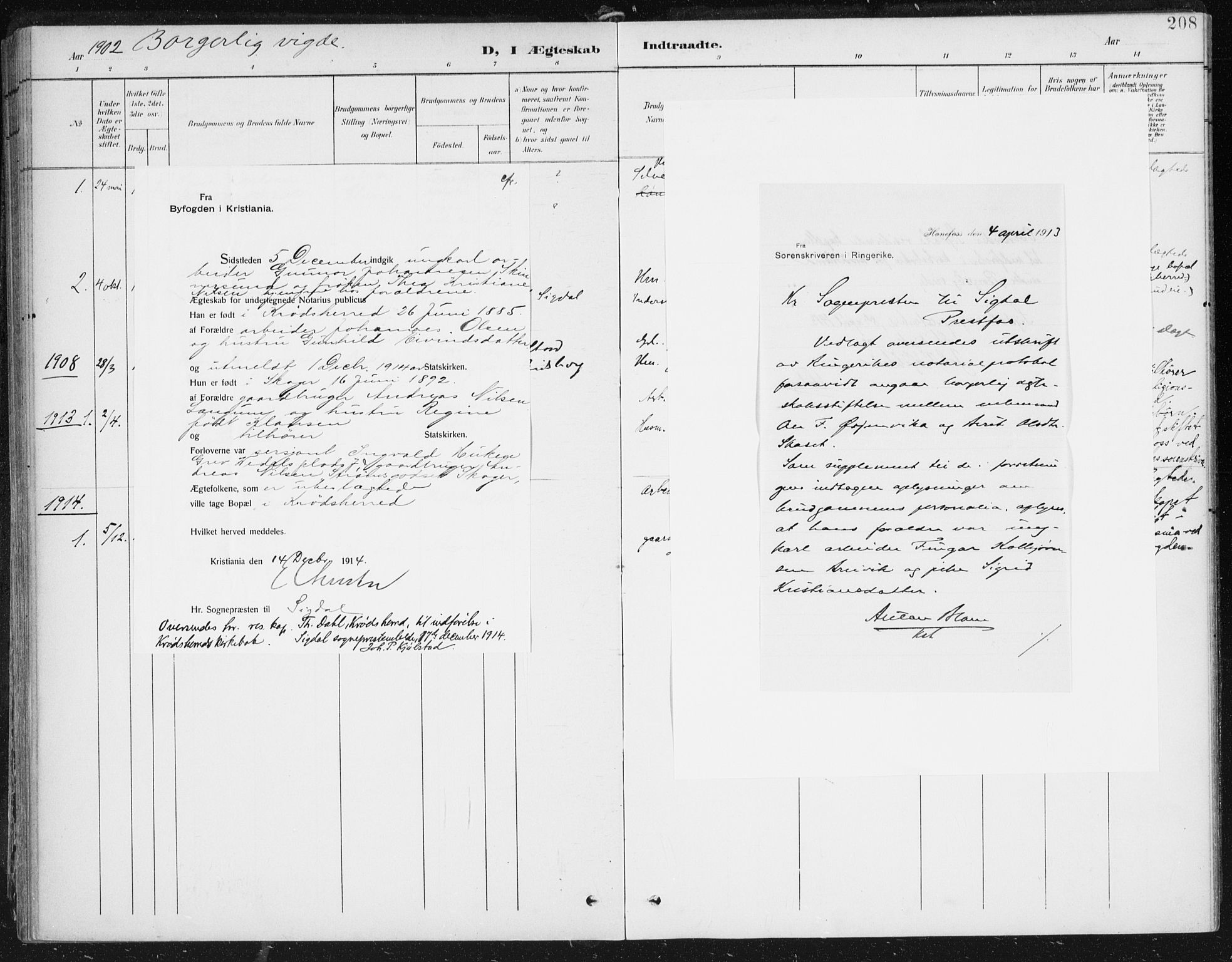 Krødsherad kirkebøker, AV/SAKO-A-19/F/Fa/L0007: Parish register (official) no. 7, 1900-1915, p. 208