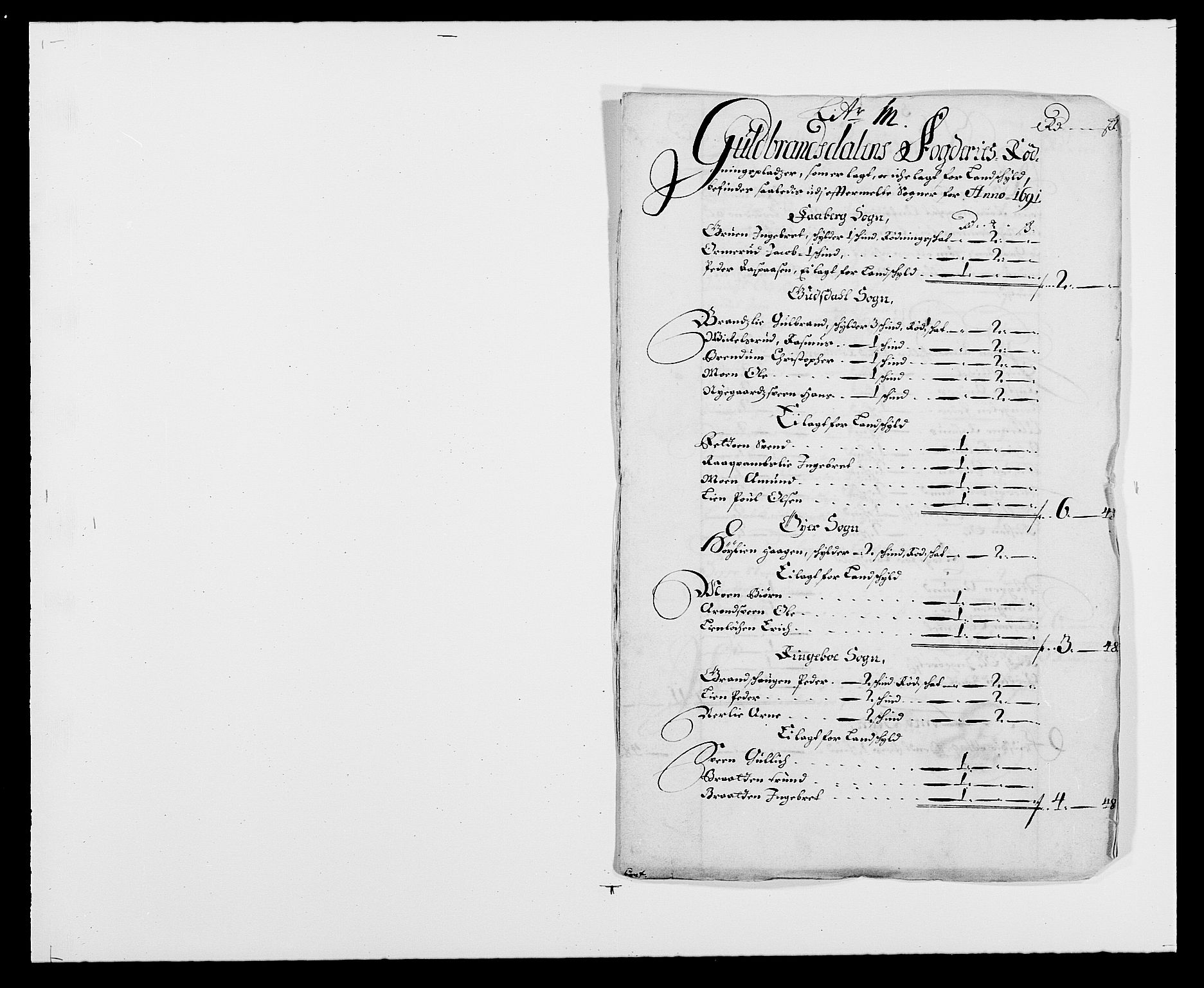 Rentekammeret inntil 1814, Reviderte regnskaper, Fogderegnskap, RA/EA-4092/R17/L1165: Fogderegnskap Gudbrandsdal, 1690-1692, p. 207