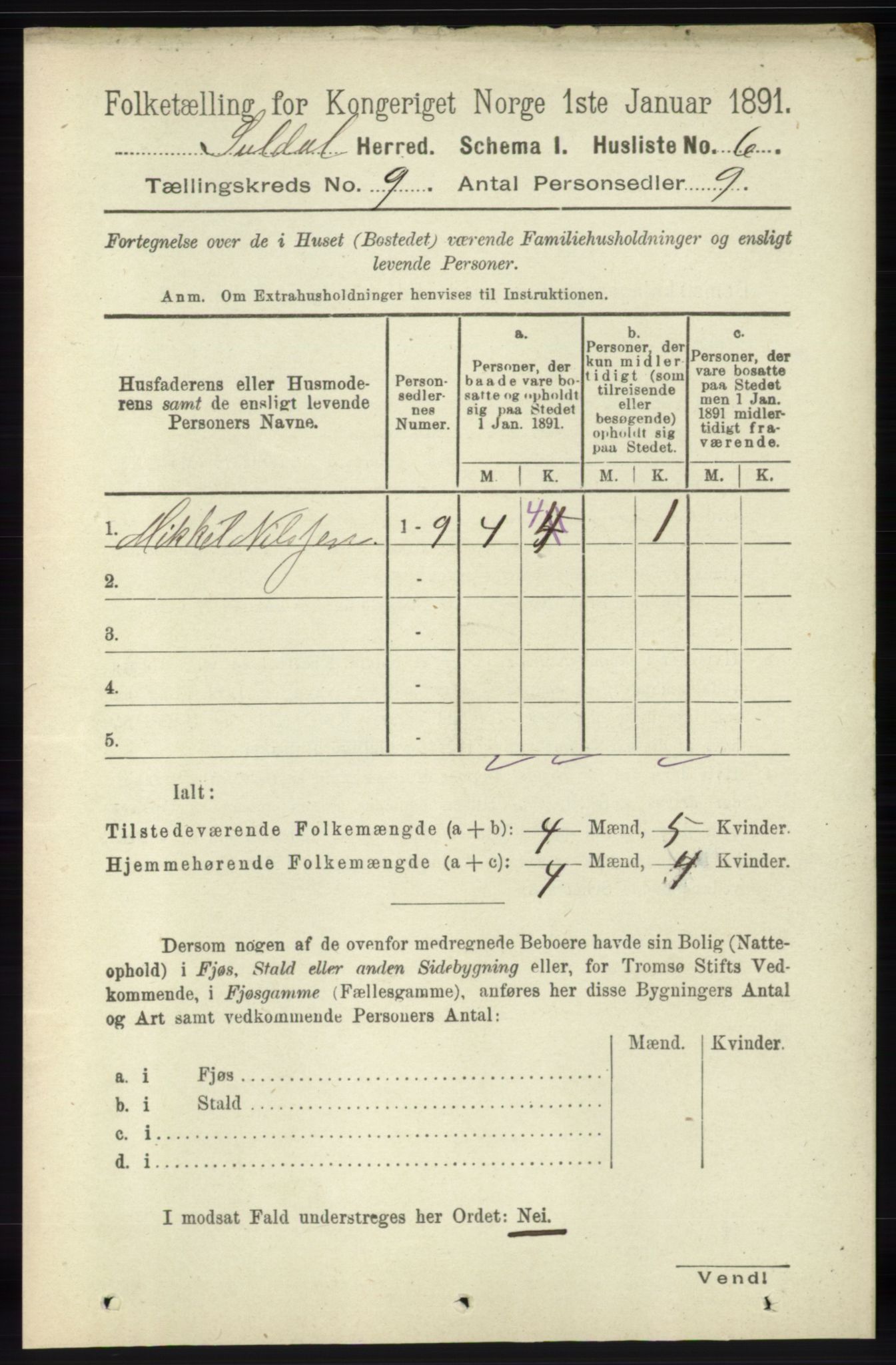 RA, 1891 census for 1134 Suldal, 1891, p. 2627