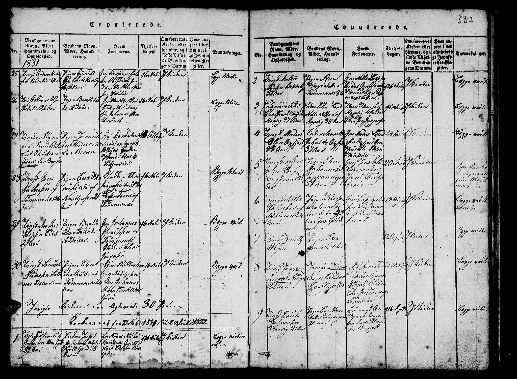 Skjervøy sokneprestkontor, SATØ/S-1300/H/Ha/Hab/L0001klokker: Parish register (copy) no. 1, 1825-1838, p. 382-383