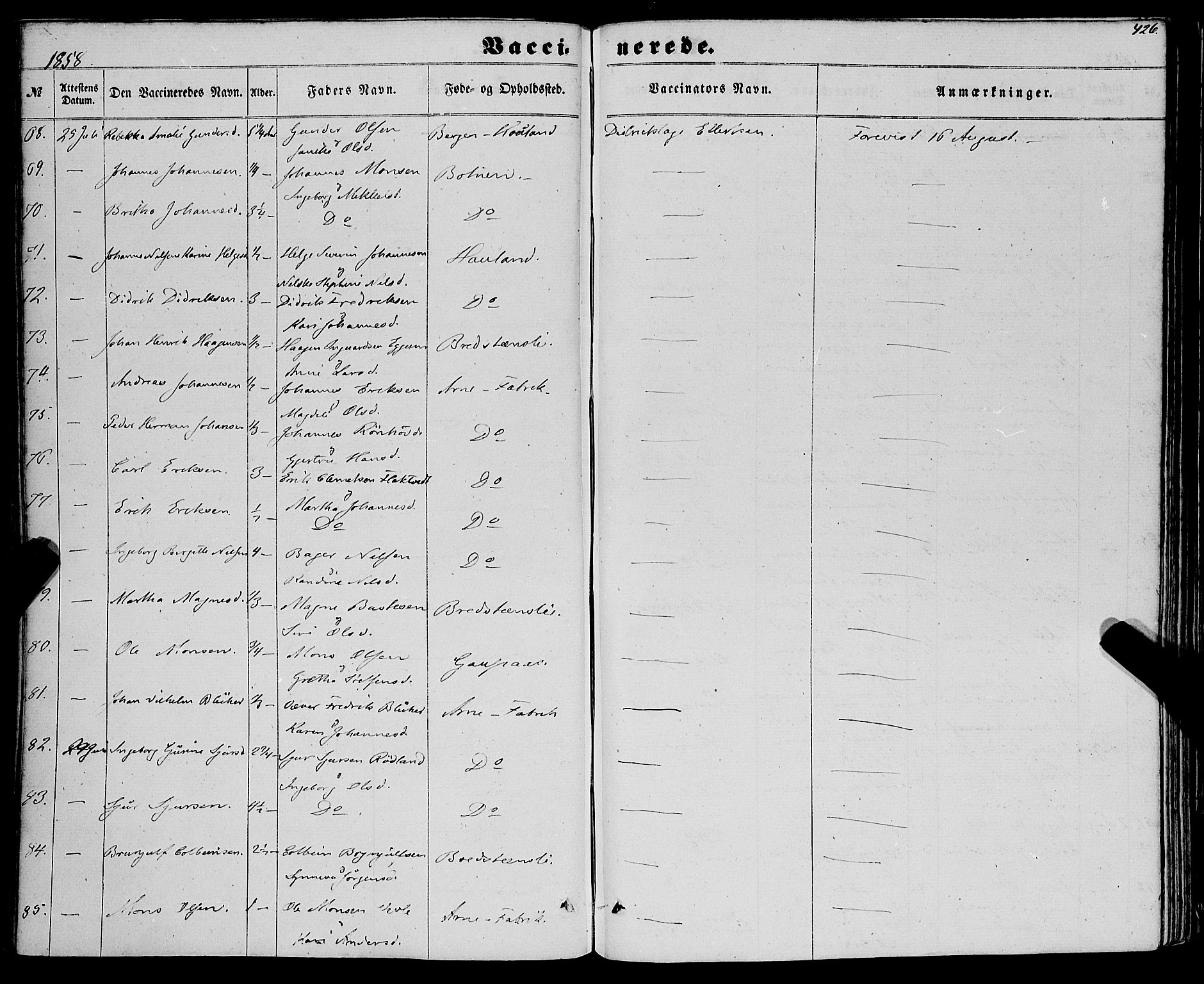 Haus sokneprestembete, AV/SAB-A-75601/H/Haa: Parish register (official) no. A 17, 1858-1870, p. 426