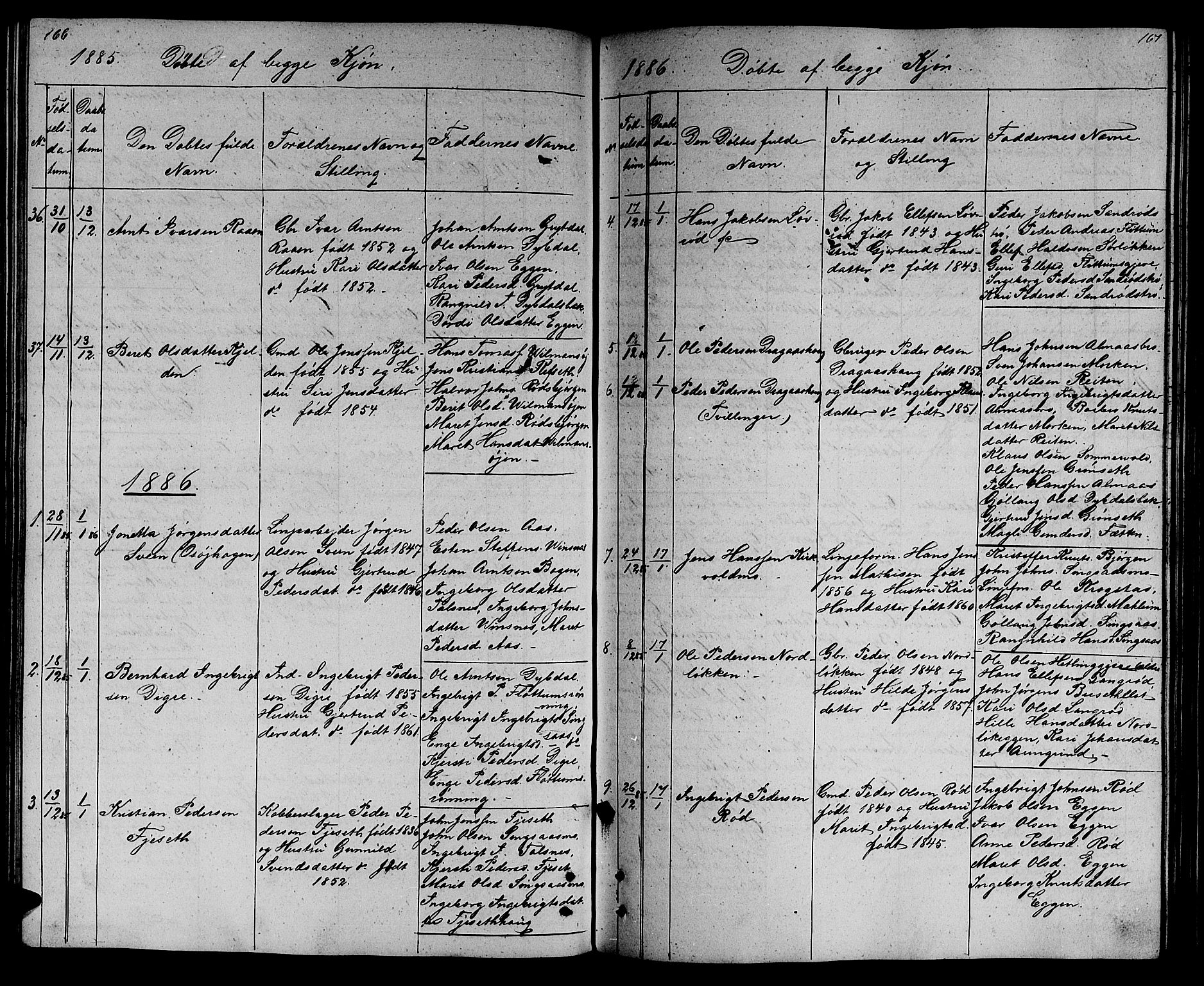 Ministerialprotokoller, klokkerbøker og fødselsregistre - Sør-Trøndelag, SAT/A-1456/688/L1027: Parish register (copy) no. 688C02, 1861-1889, p. 166-167