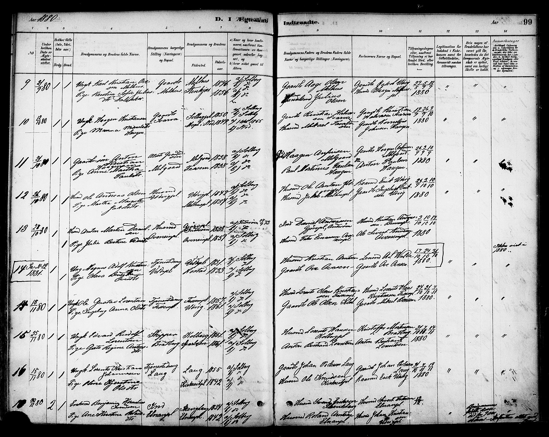 Ministerialprotokoller, klokkerbøker og fødselsregistre - Nord-Trøndelag, SAT/A-1458/741/L0395: Parish register (official) no. 741A09, 1878-1888, p. 99